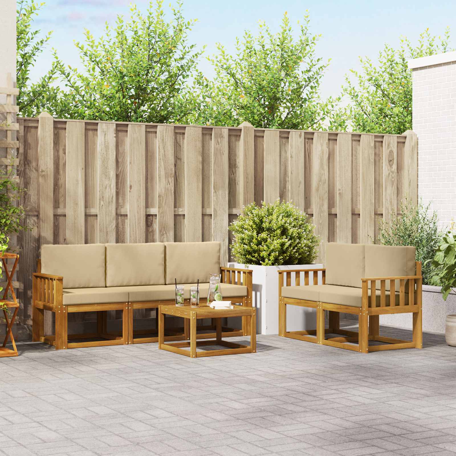 Ensemble de canapés d'extérieur 6 pcs Naturel et Beige - XIOS