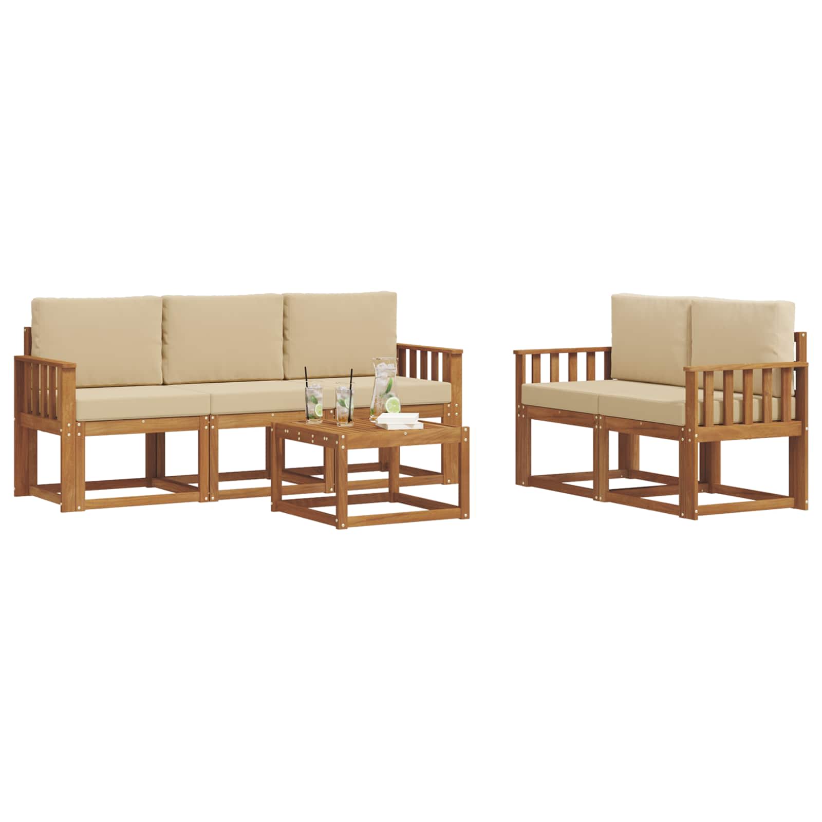 Ensemble de canapés d'extérieur 6 pcs Naturel et Beige - XIOS