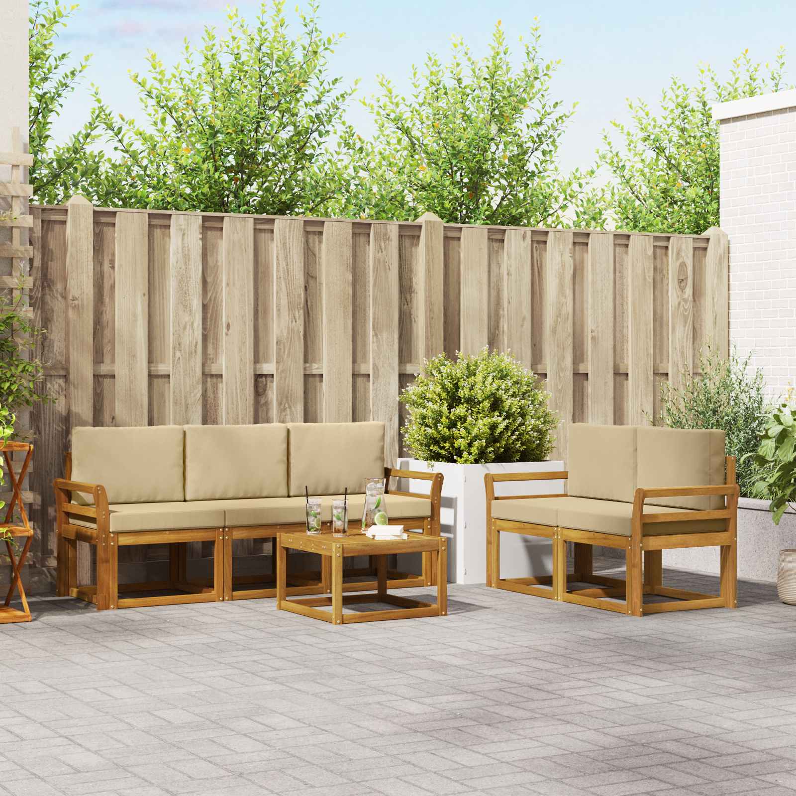 Ensemble de canapés d'extérieur 6 pcs Naturel et Beige - XIOS