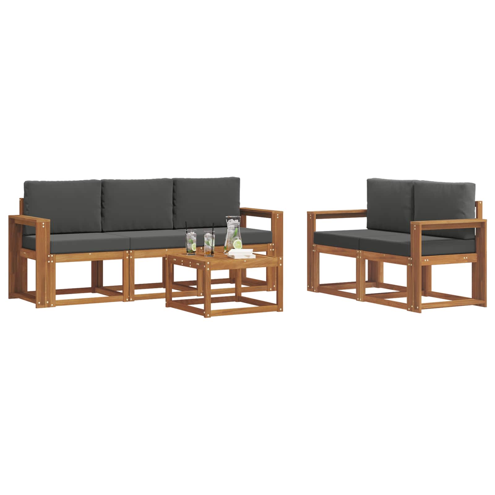 Ensemble de canapés d'extérieur 6 pcs Naturel et Anthracite - XIOS