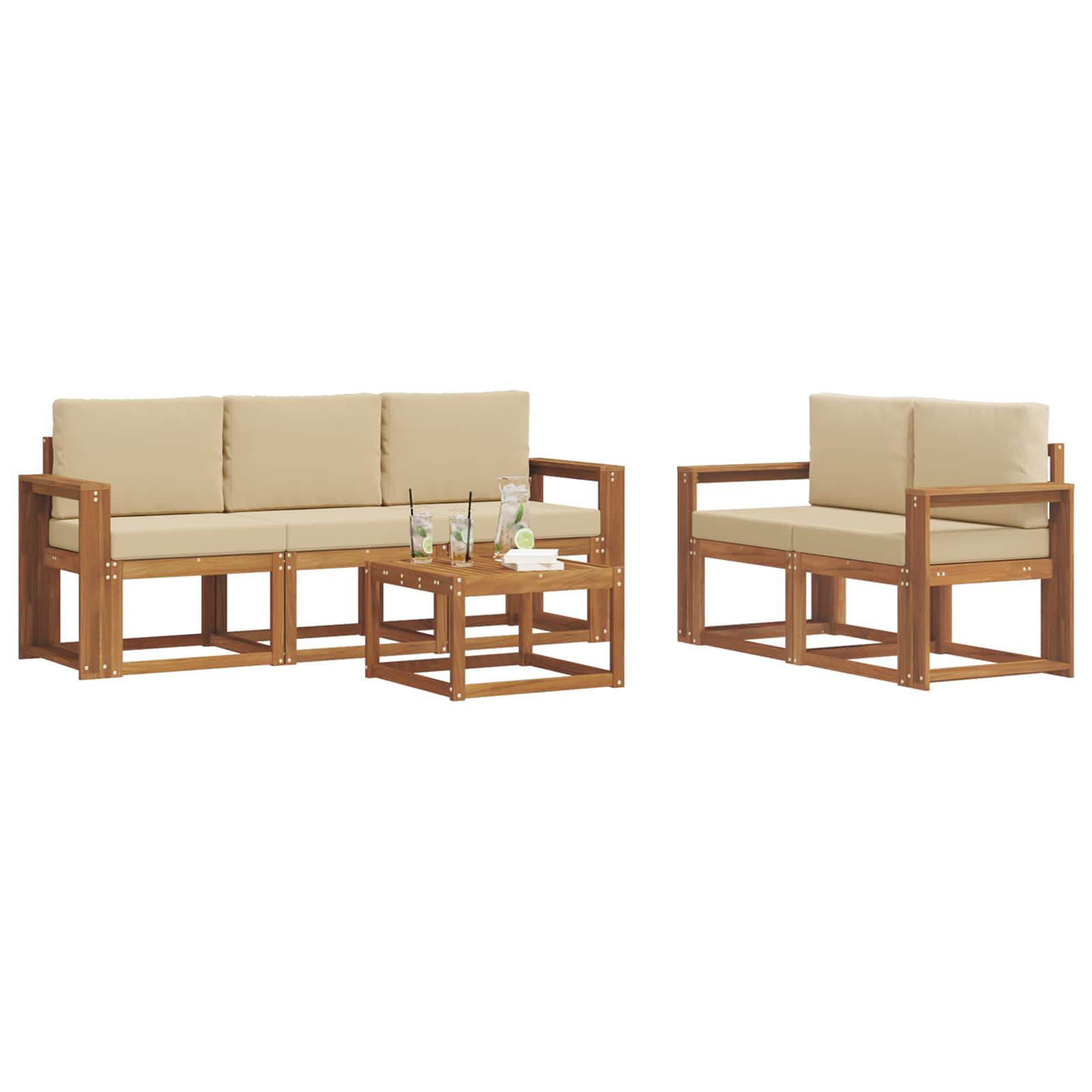 Ensemble de canapés d'extérieur 6 pcs Naturel et Beige - XIOS