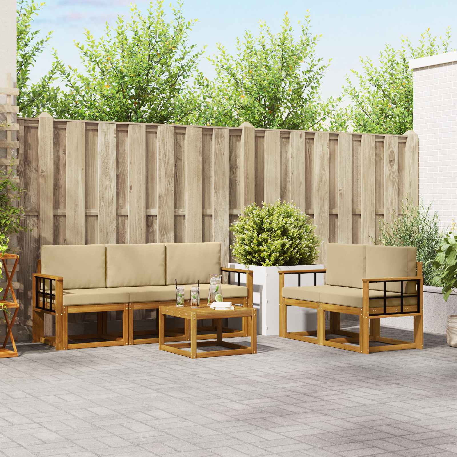 Ensemble de canapés d'extérieur 6 pcs Naturel et Beige - XIOS