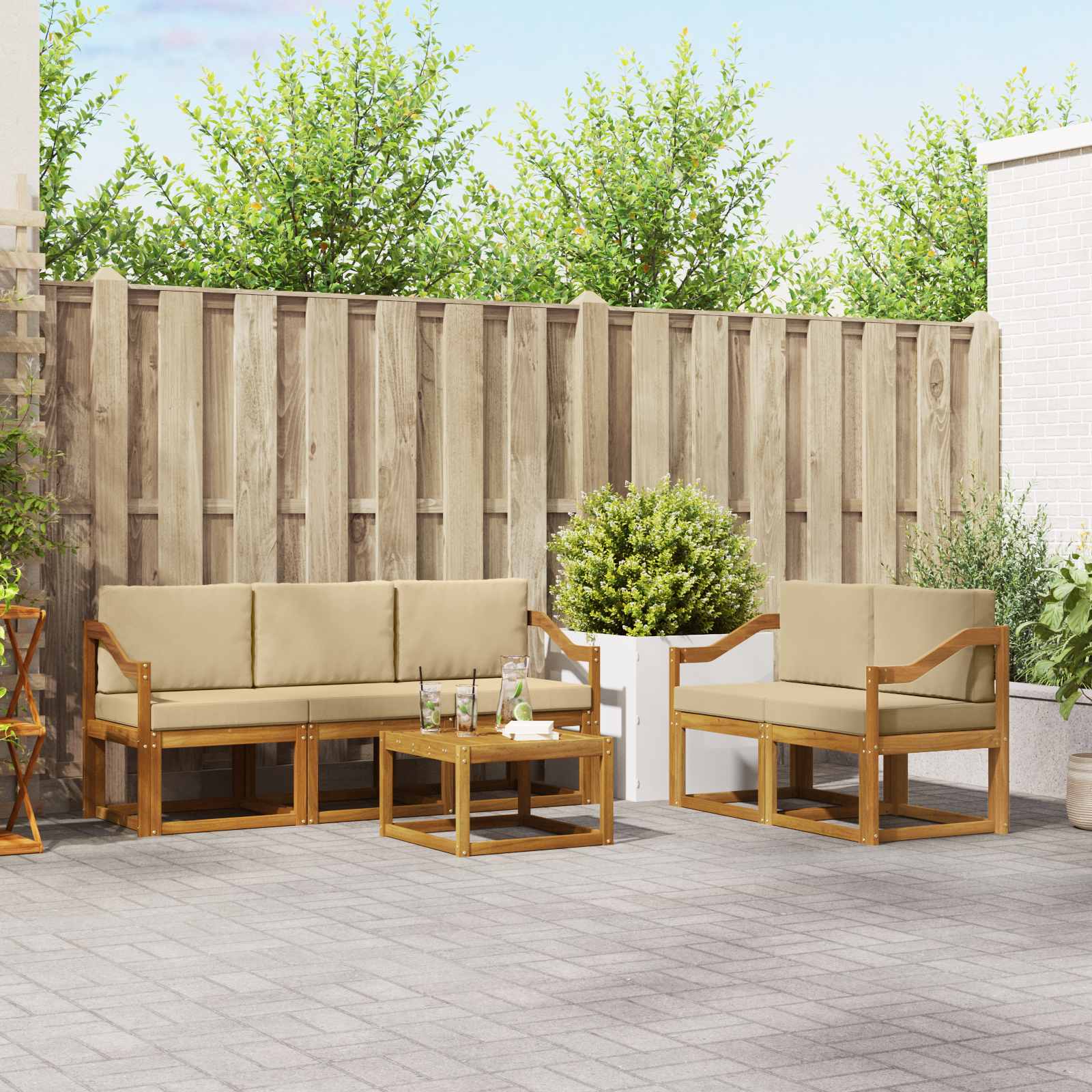 Ensemble de canapés d'extérieur 6 pcs Naturel et Beige - XIOS