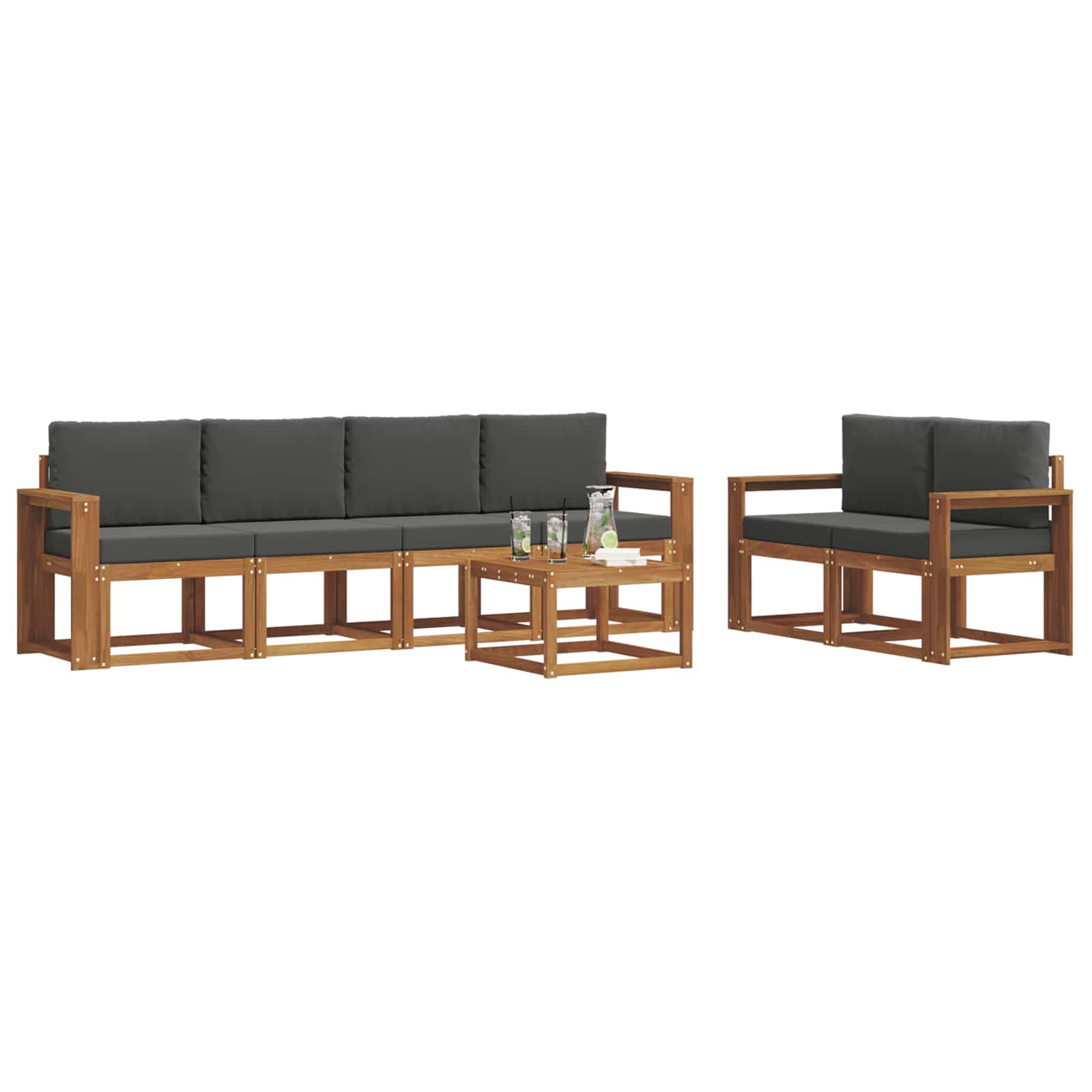 Ensemble de canapés d'extérieur 7 pcs Naturel et Anthracite - XIOS