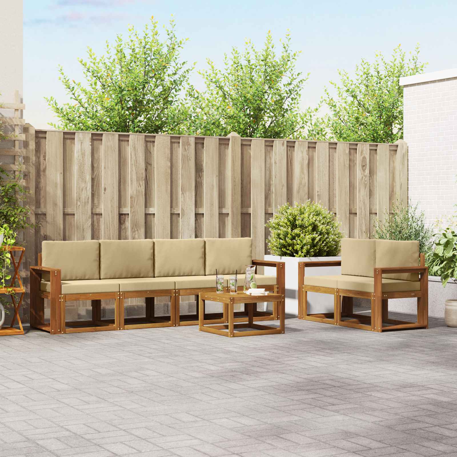 Ensemble de canapés d'extérieur 7 pcs Naturel et Beige - XIOS