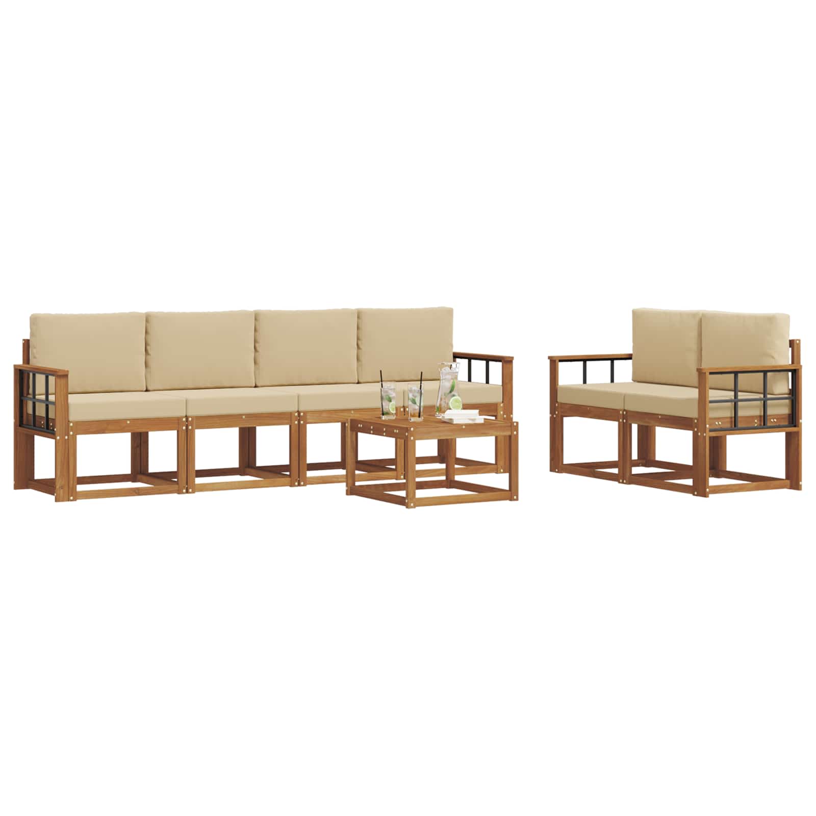 Ensemble de canapés d'extérieur 7 pcs Naturel et Beige - XIOS