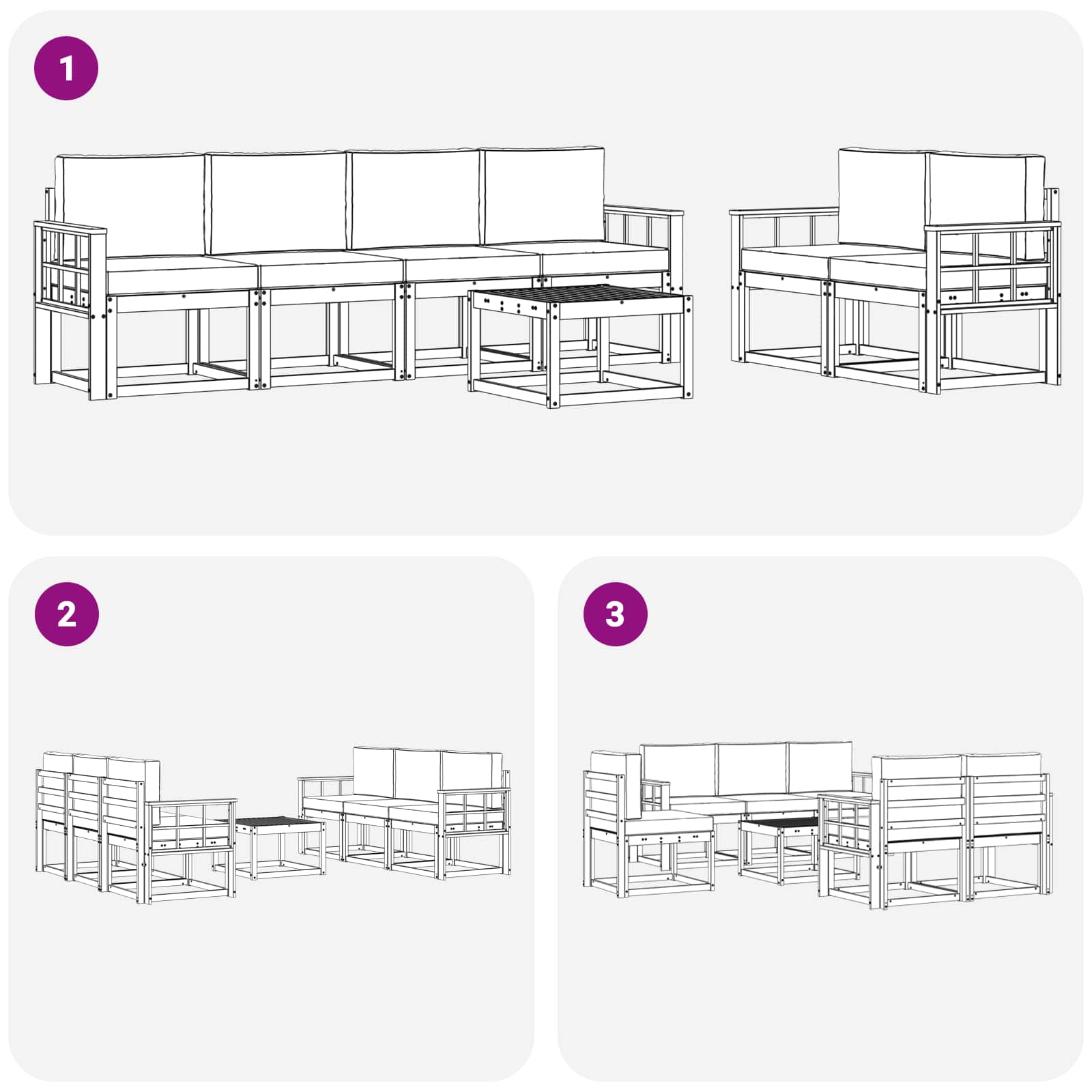 Ensemble de canapés d'extérieur 7 pcs Naturel et Beige - XIOS