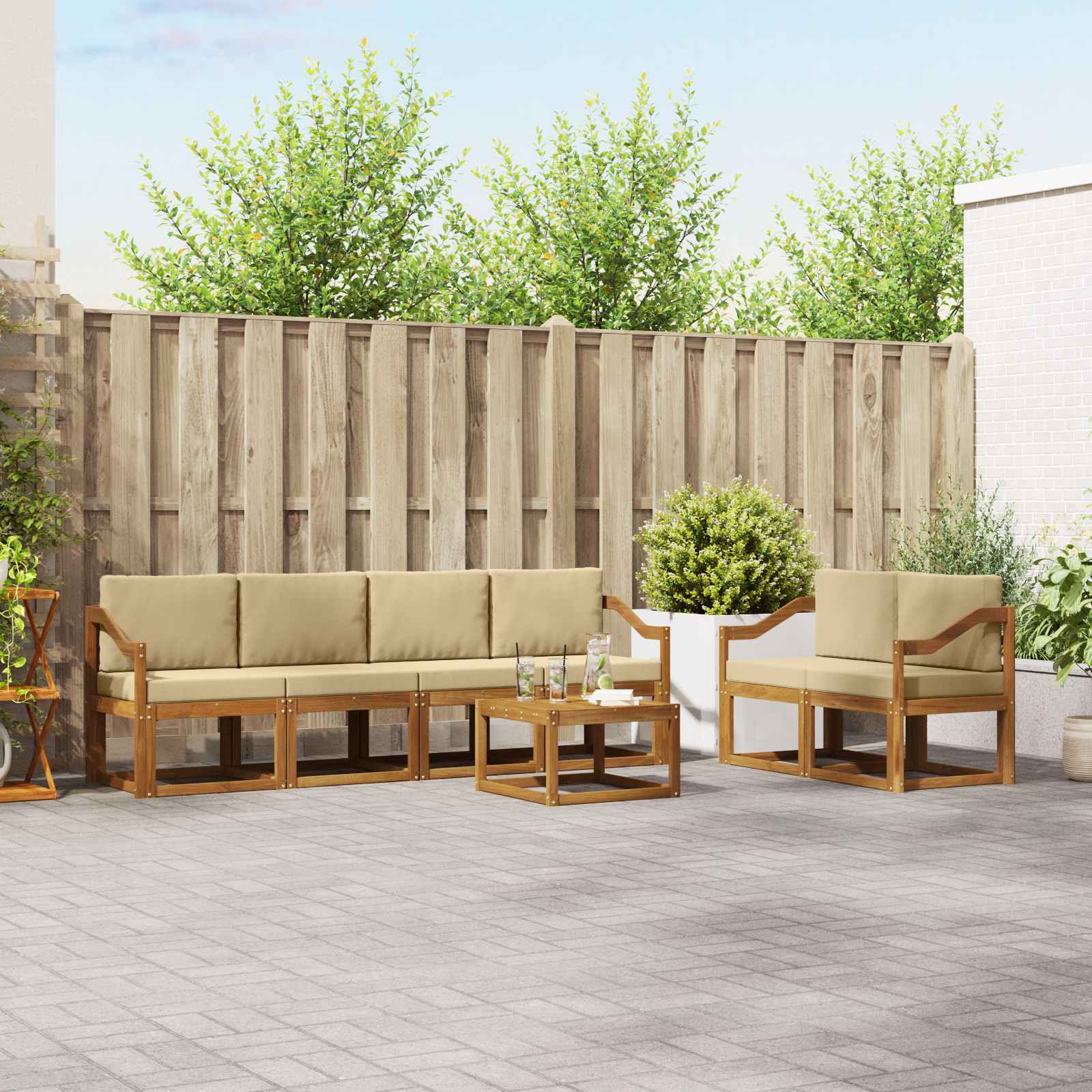 Ensemble de canapés d'extérieur 7 pcs Naturel et Beige - XIOS