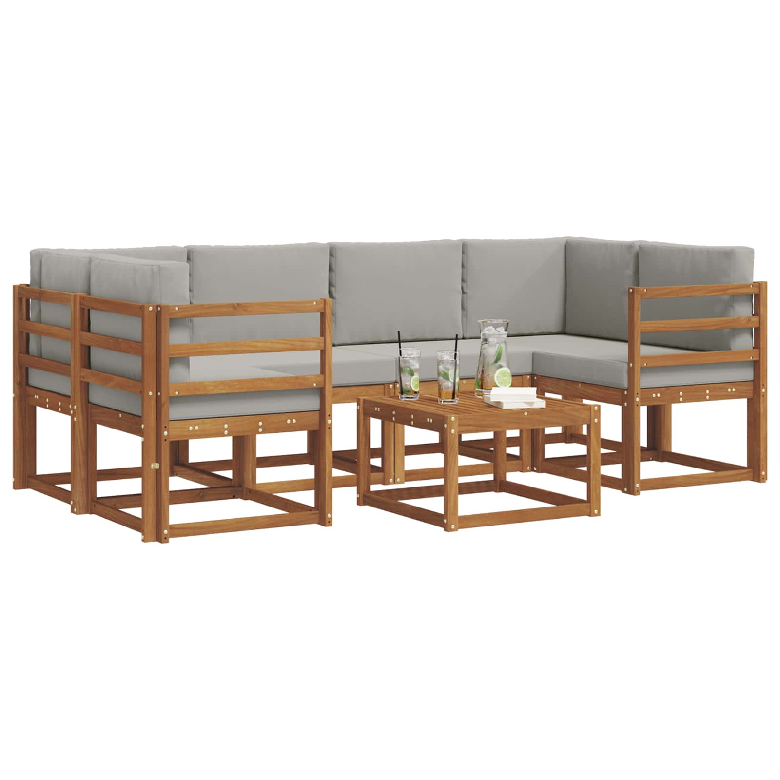 Ensemble de canapés d'extérieur 7 pcs Gris Naturel et Clair - XIOS