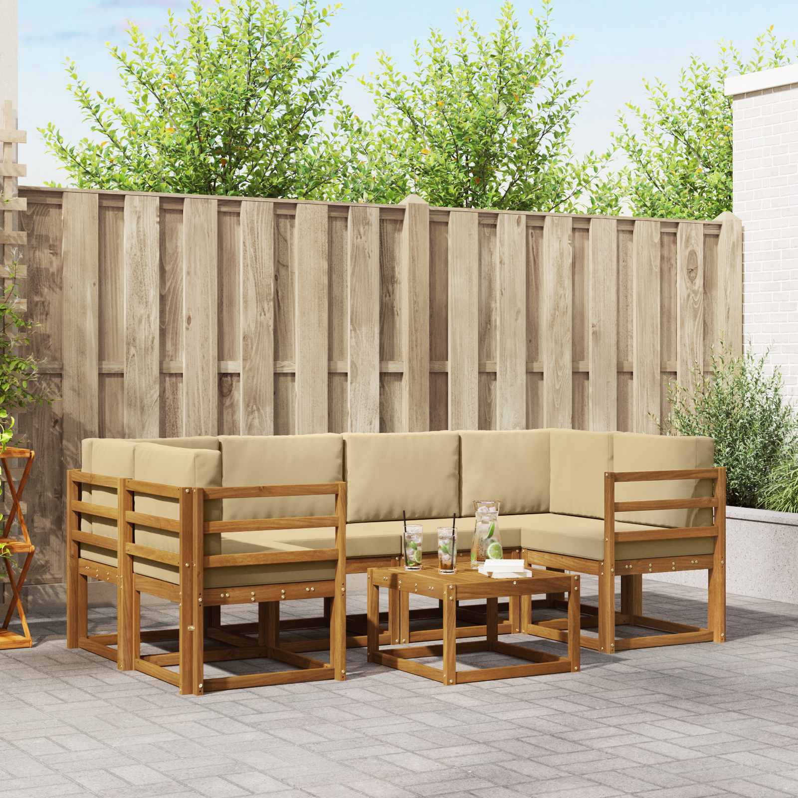 Ensemble de canapés d'extérieur 7 pcs Naturel et Beige - XIOS