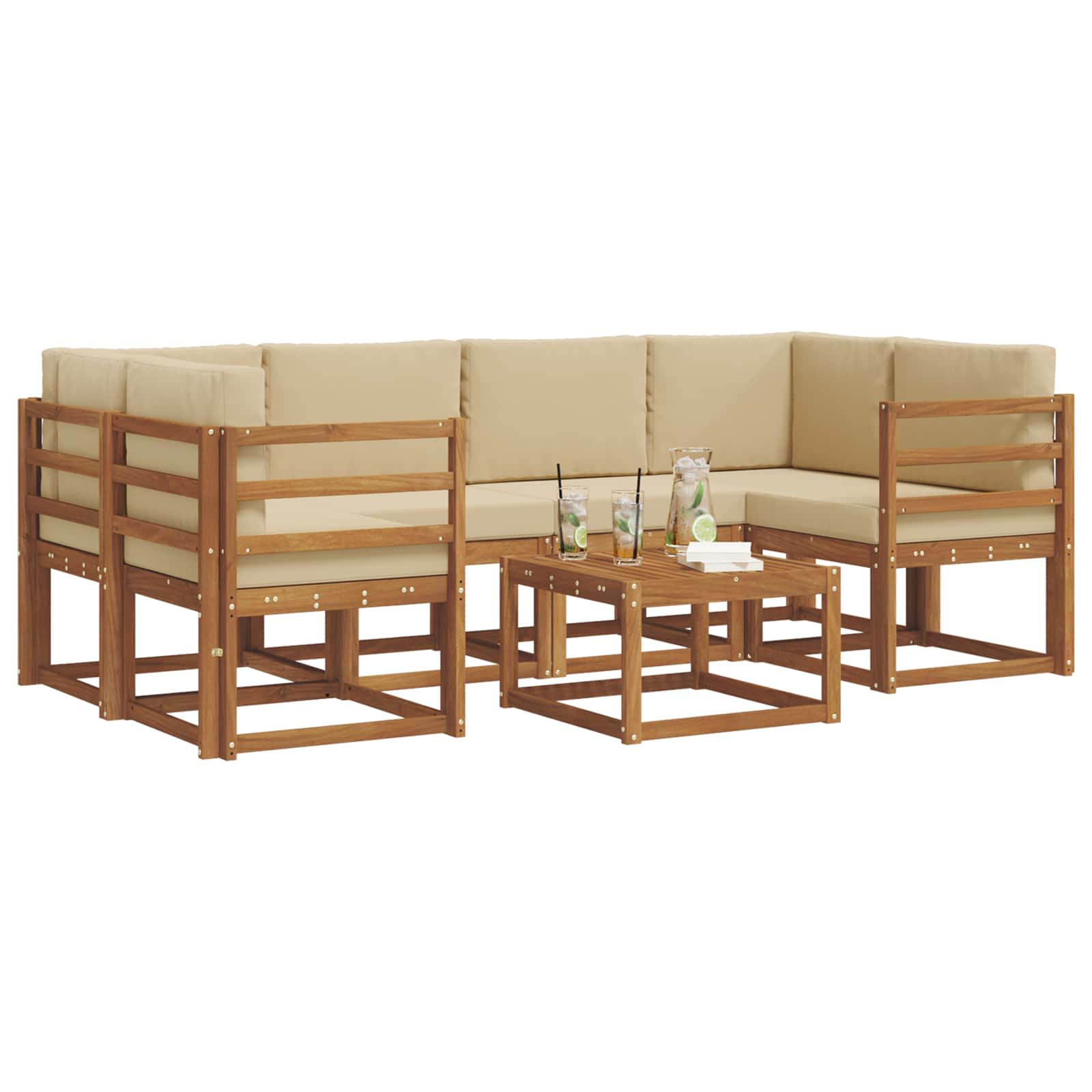 Ensemble de canapés d'extérieur 7 pcs Naturel et Beige - XIOS