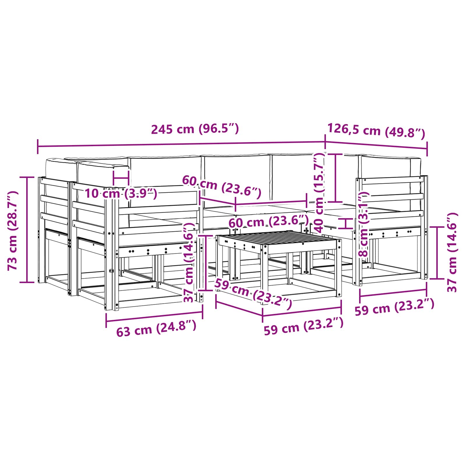 Ensemble de canapés d'extérieur 7 pcs Naturel et Beige - XIOS