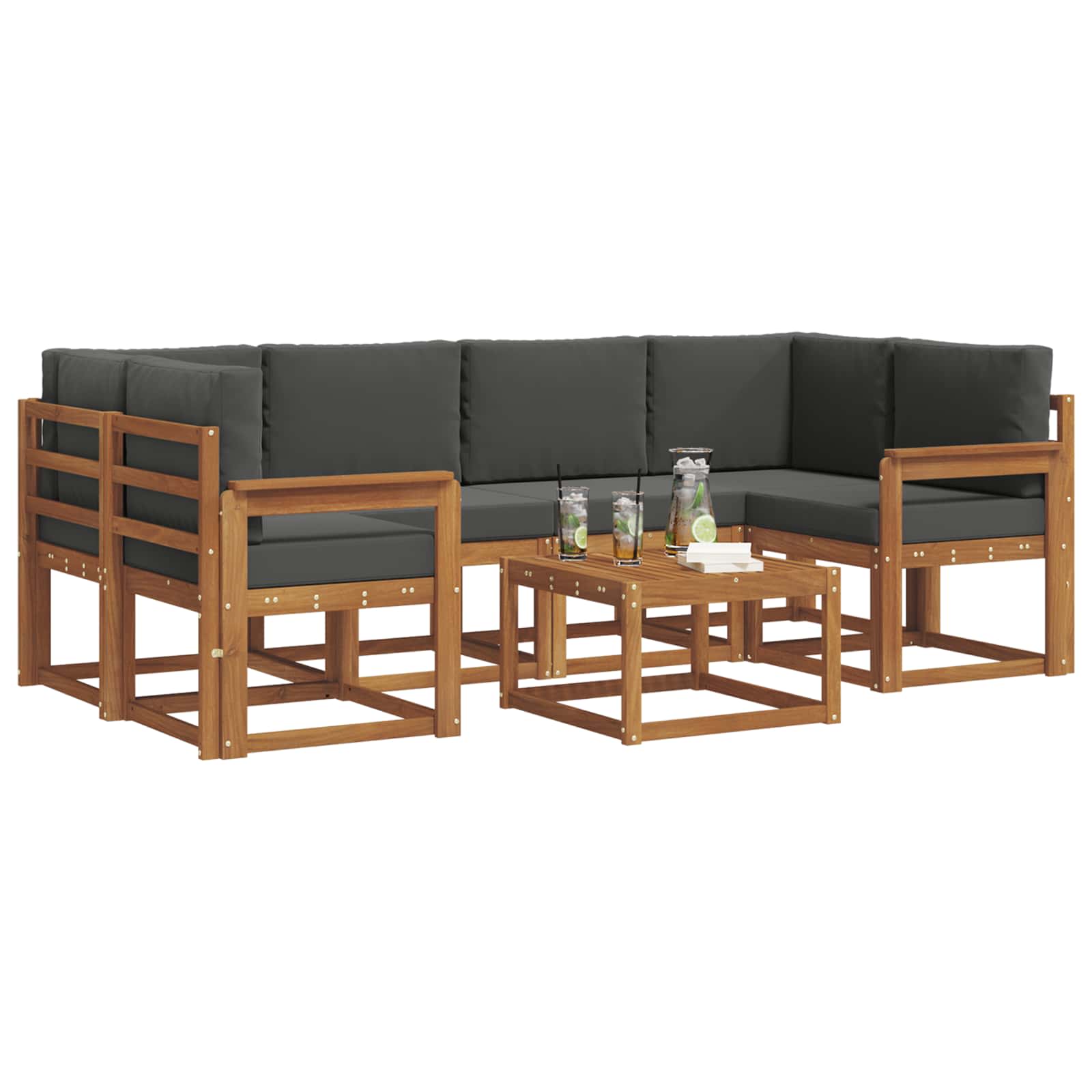 Ensemble de canapés d'extérieur 7 pcs Naturel et Anthracite - XIOS