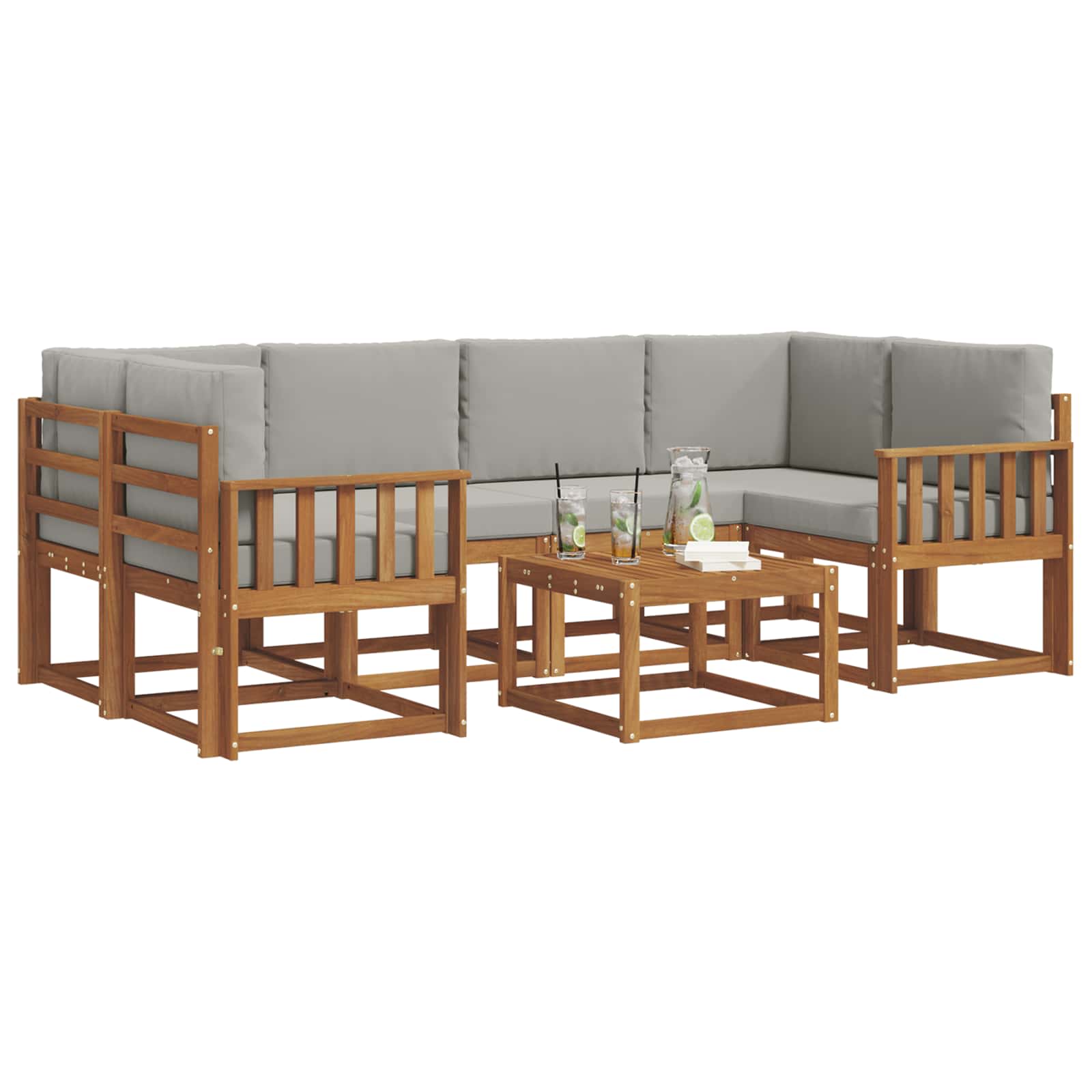Ensemble de canapés d'extérieur 7 pcs Gris Naturel et Clair - XIOS