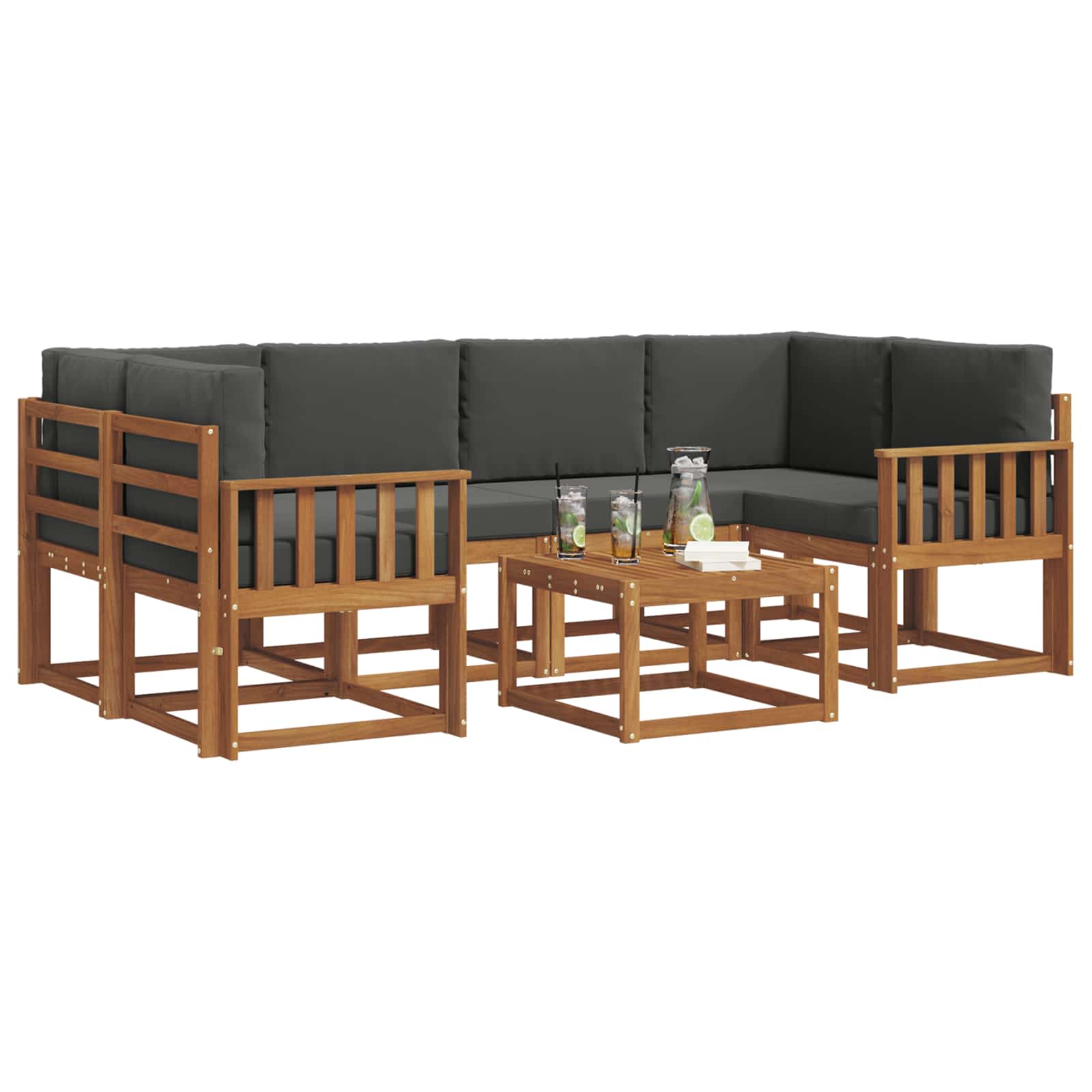 Ensemble de canapés d'extérieur 7 pcs Naturel et Anthracite - XIOS