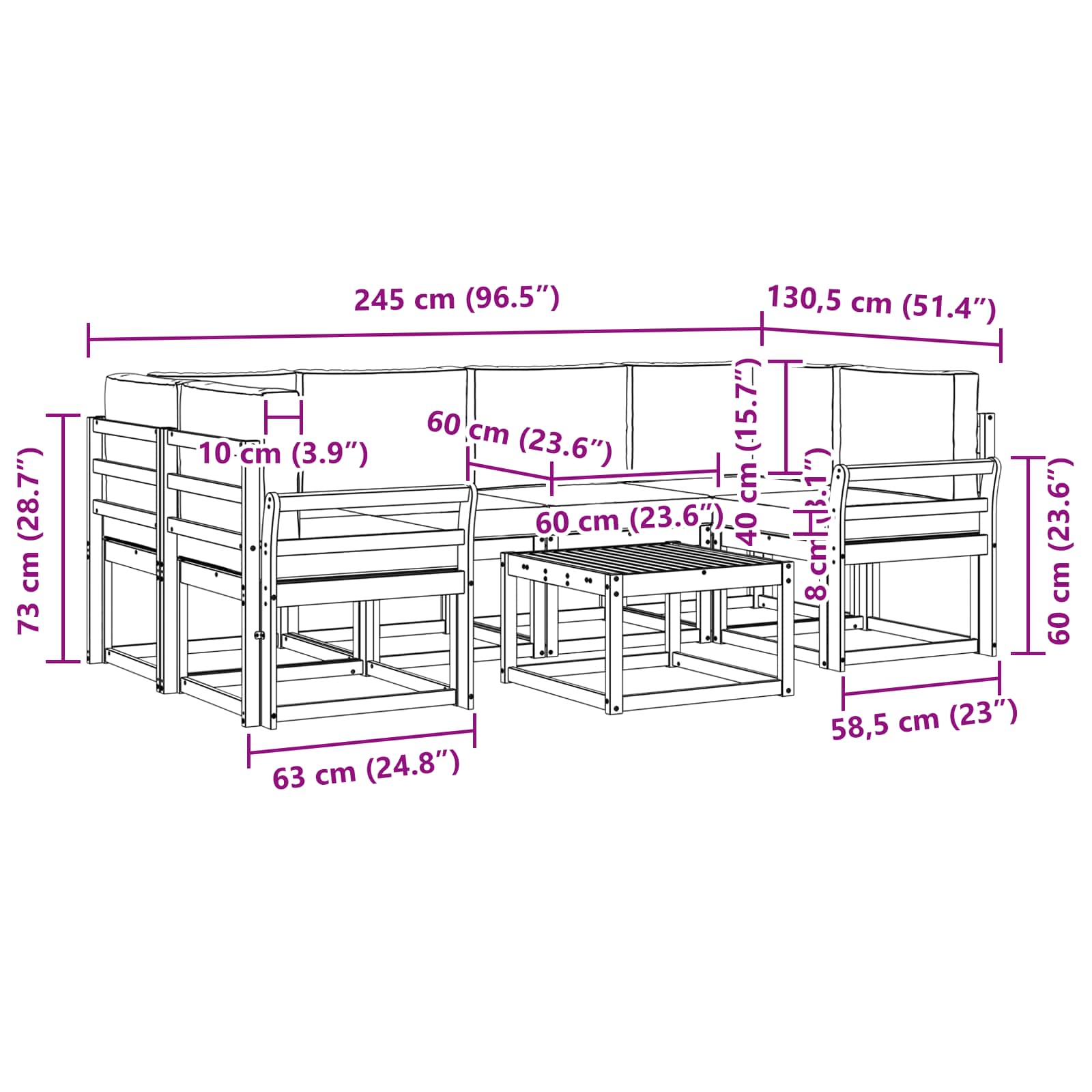 Ensemble de canapés d'extérieur 7 pcs Gris Naturel et Clair - XIOS