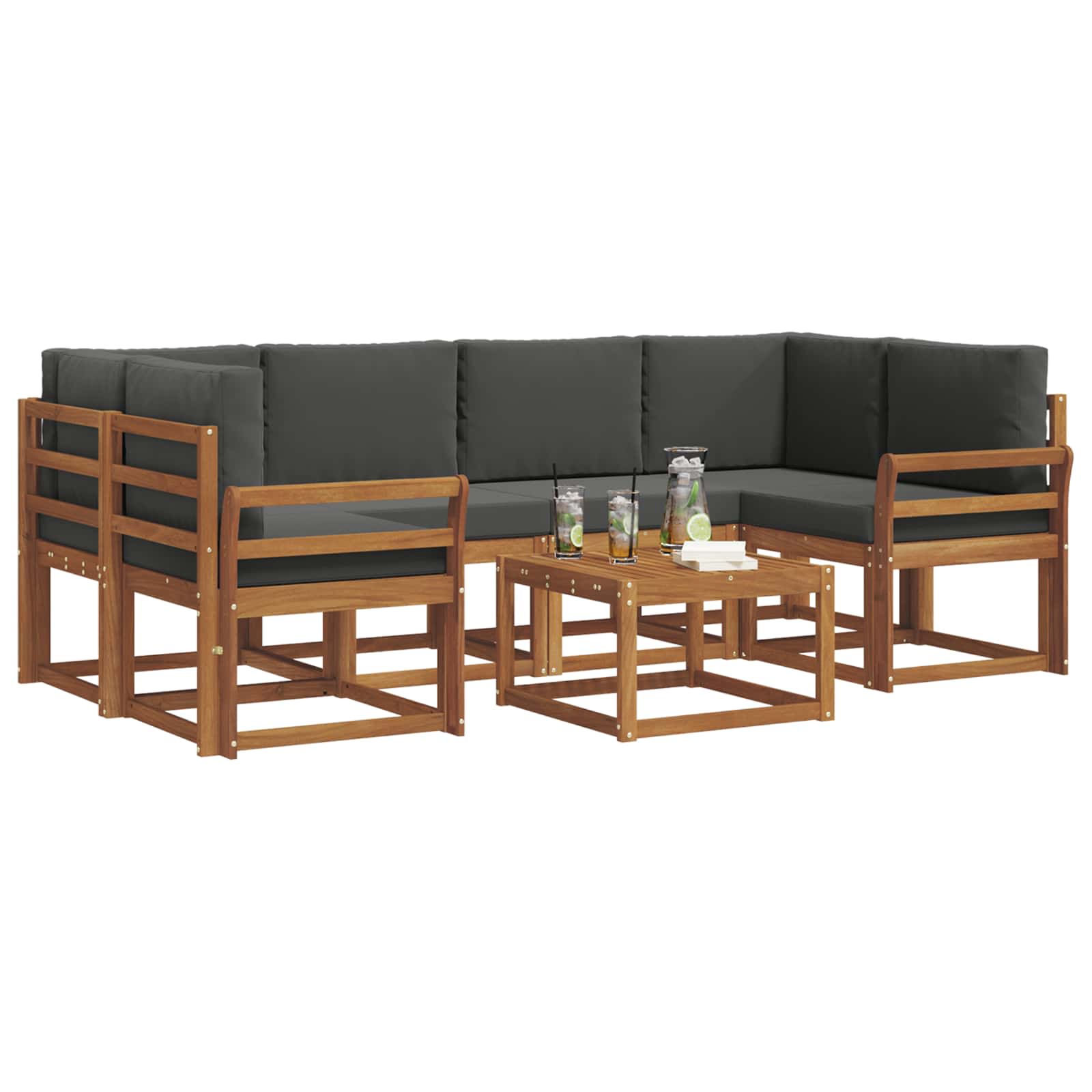 Ensemble de canapés d'extérieur 7 pcs Naturel et Anthracite - XIOS