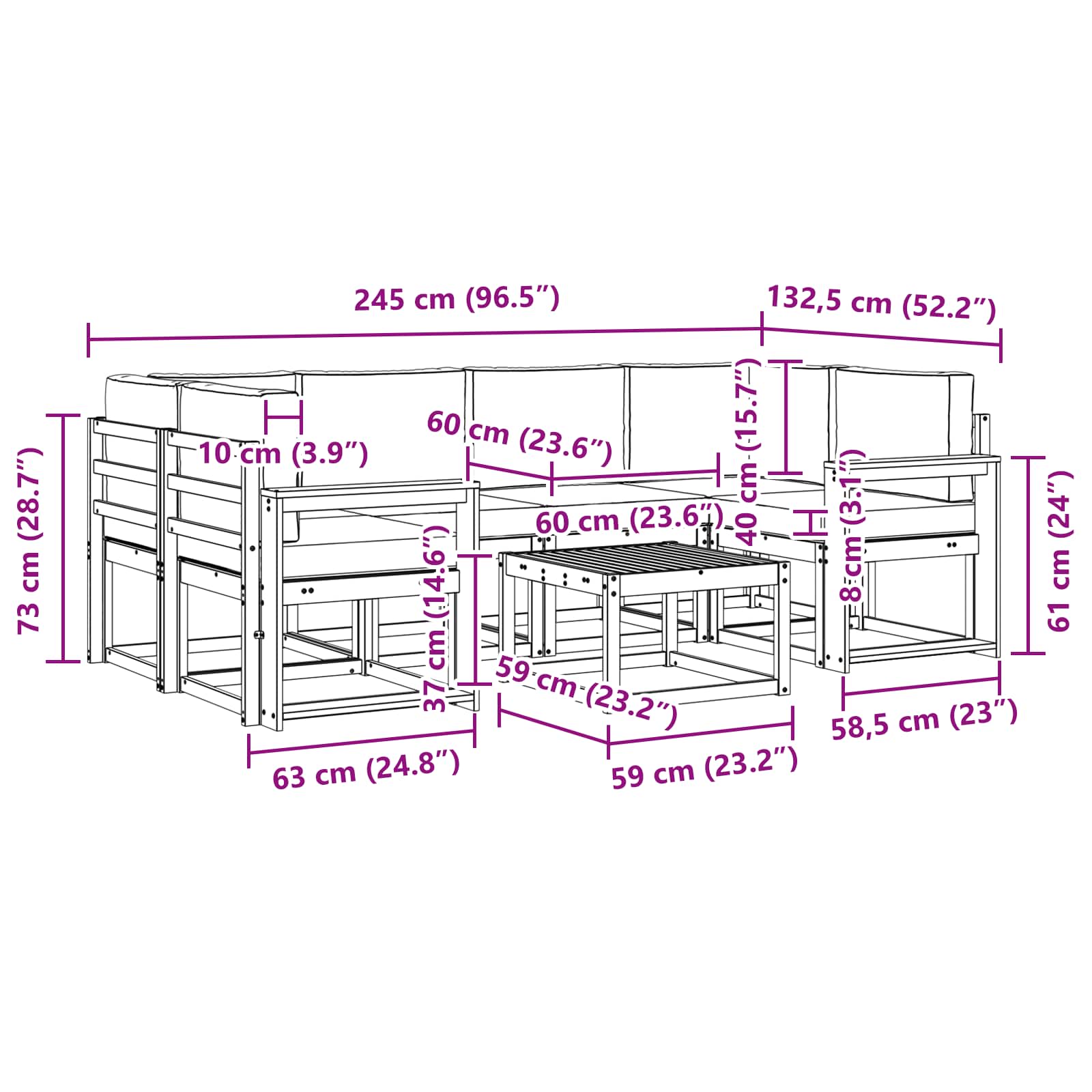 Ensemble de canapés d'extérieur 7 pcs Gris Naturel et Clair - XIOS