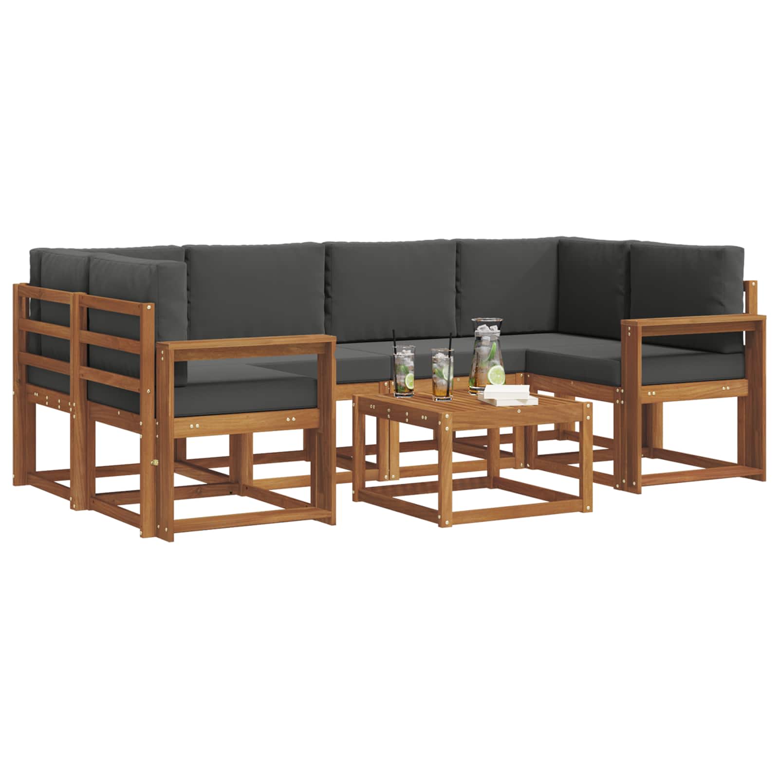 Ensemble de canapés d'extérieur 7 pc Naturel et Anthracite - XIOS