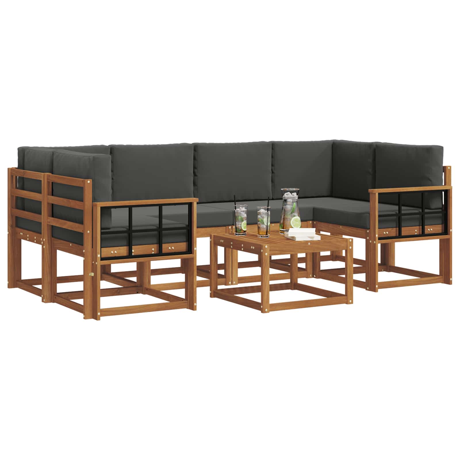 Ensemble de canapés d'extérieur 7 pcs Naturel et Anthracite - XIOS