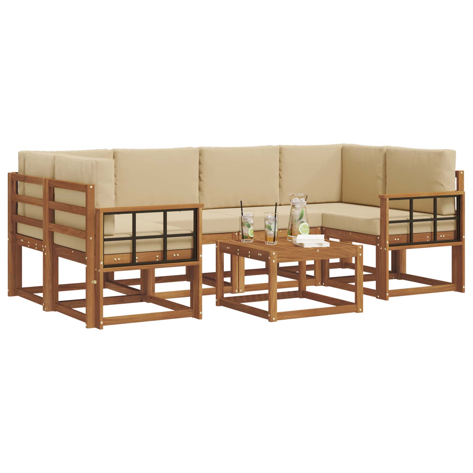 Ensemble de canapés d'extérieur 7 pcs Naturel et Beige - XIOS