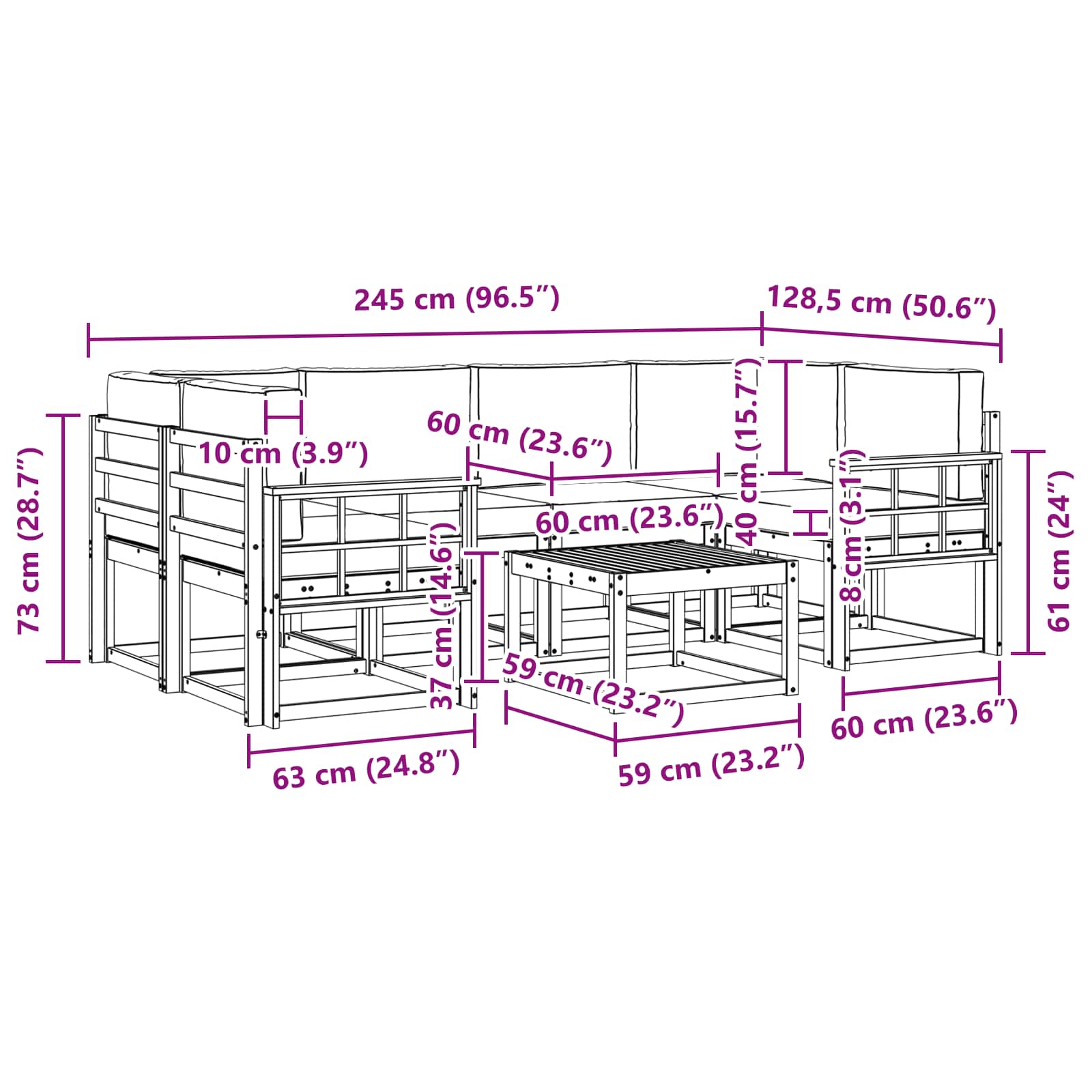 Ensemble de canapés d'extérieur 7 pcs Naturel et Beige - XIOS
