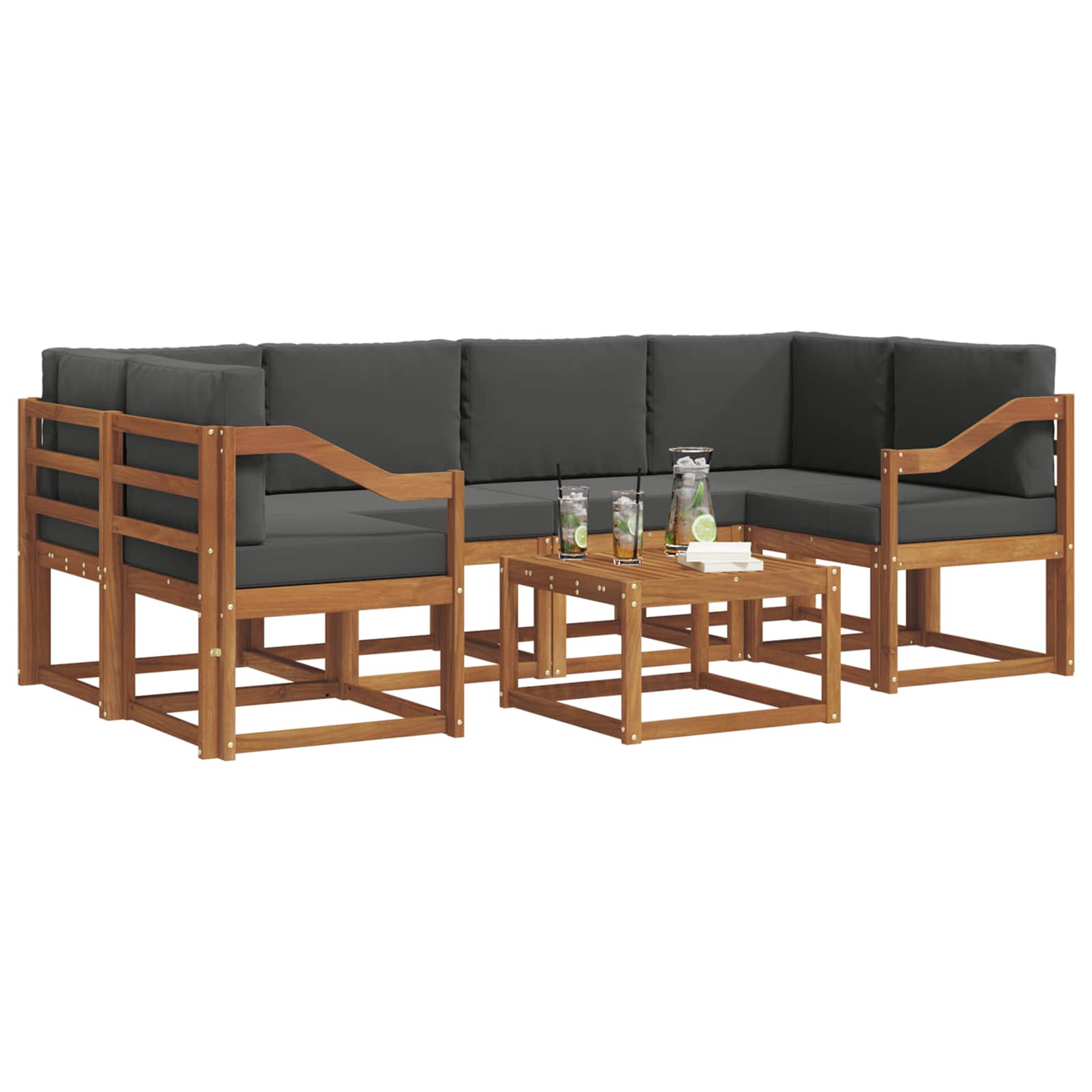 Ensemble de canapés d'extérieur 7 pc Naturel et Anthracite - XIOS