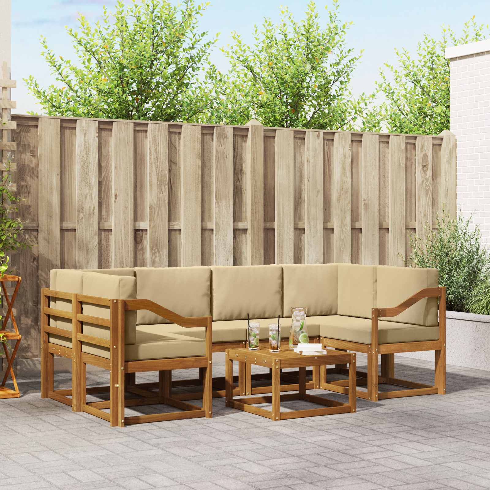 Ensemble de canapés d'extérieur 7 pcs Naturel et Beige - XIOS