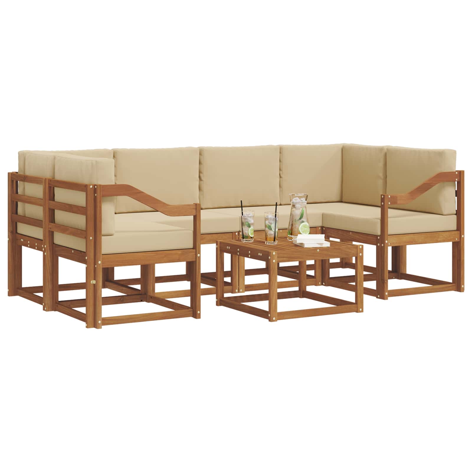 Ensemble de canapés d'extérieur 7 pcs Naturel et Beige - XIOS