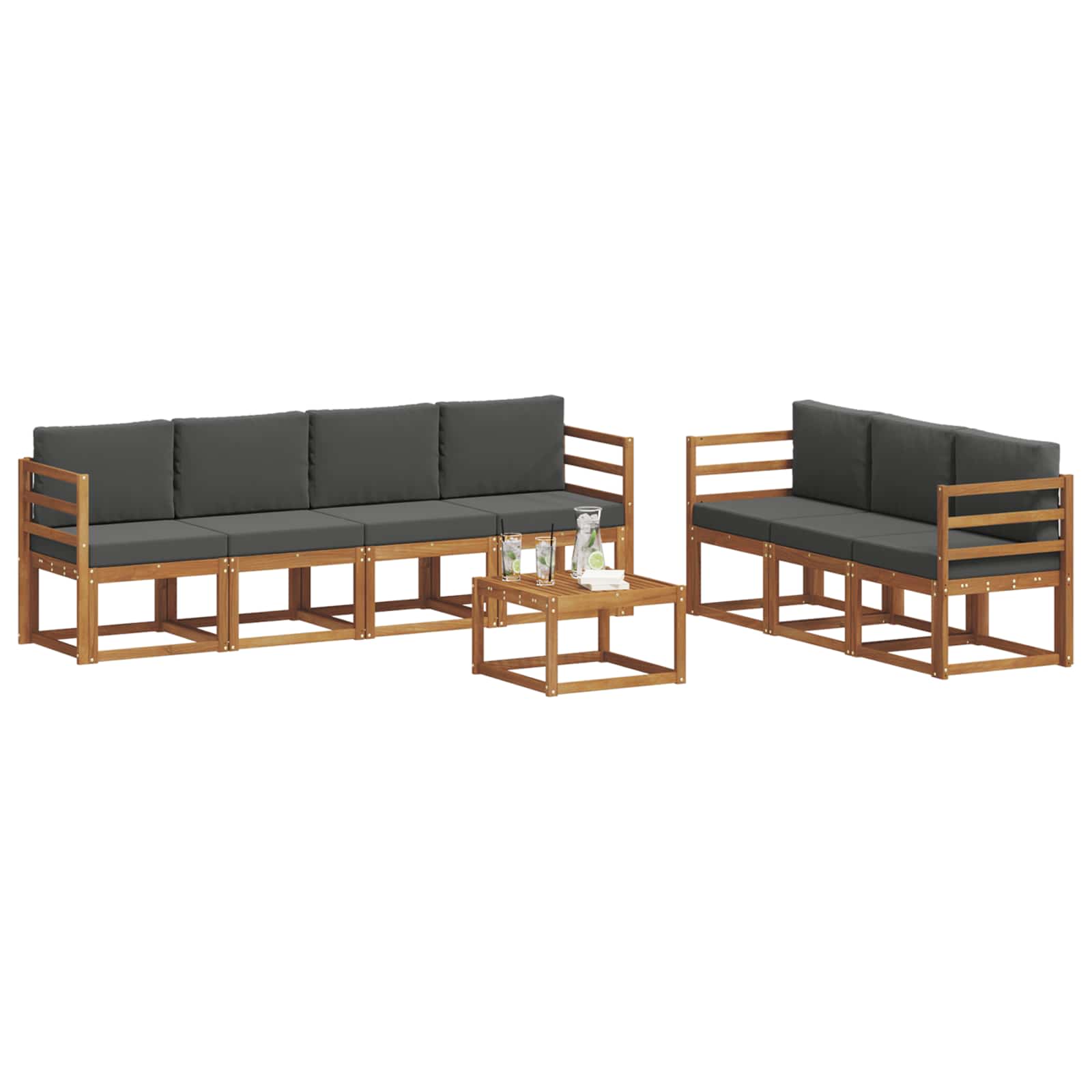 Ensemble de canapés d'extérieur 8 pcs Naturel et Anthracite - XIOS