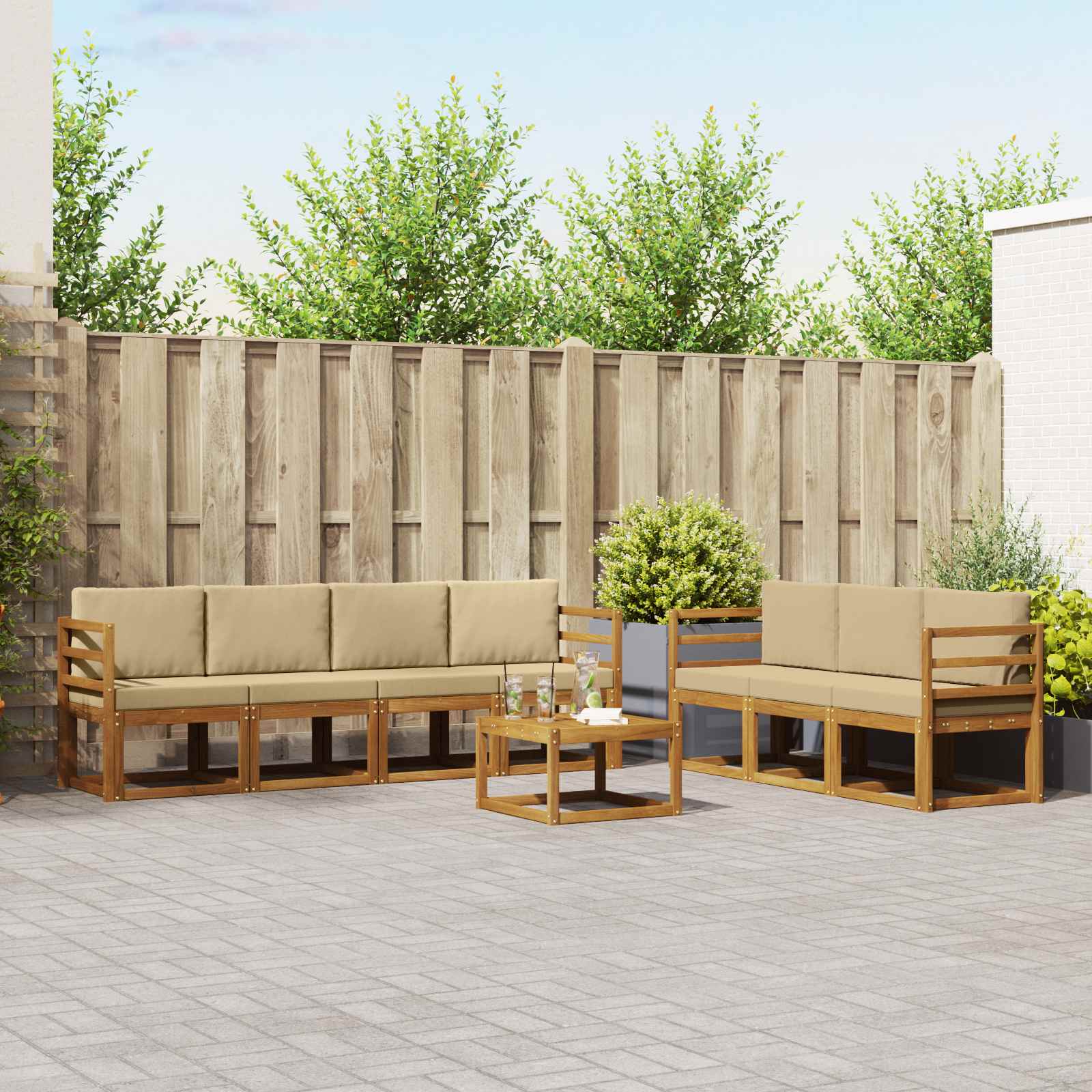 Ensemble de canapés d'extérieur 8 pcs Naturel et Beige - XIOS
