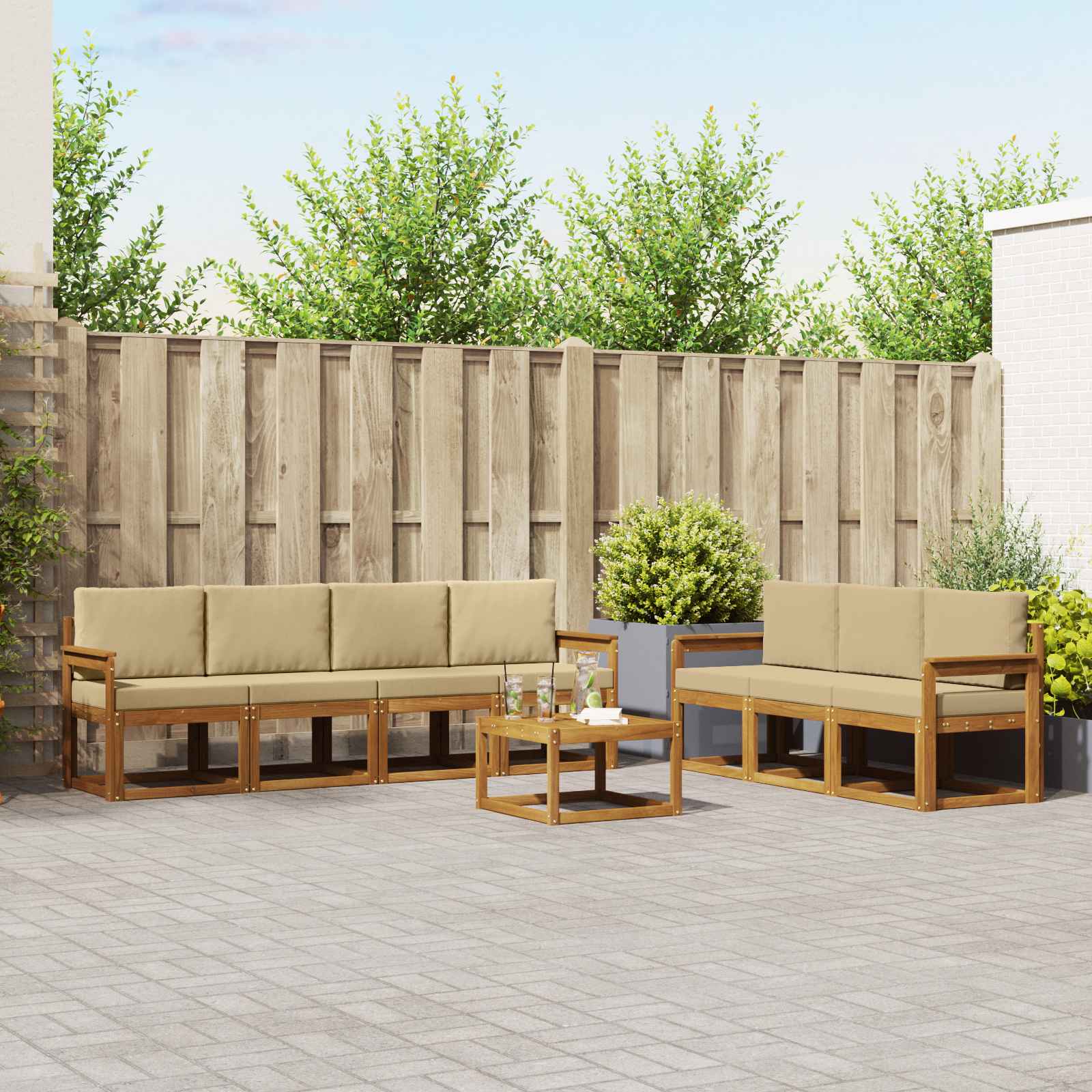 Ensemble de canapés d'extérieur 8 pcs Naturel et Beige - XIOS
