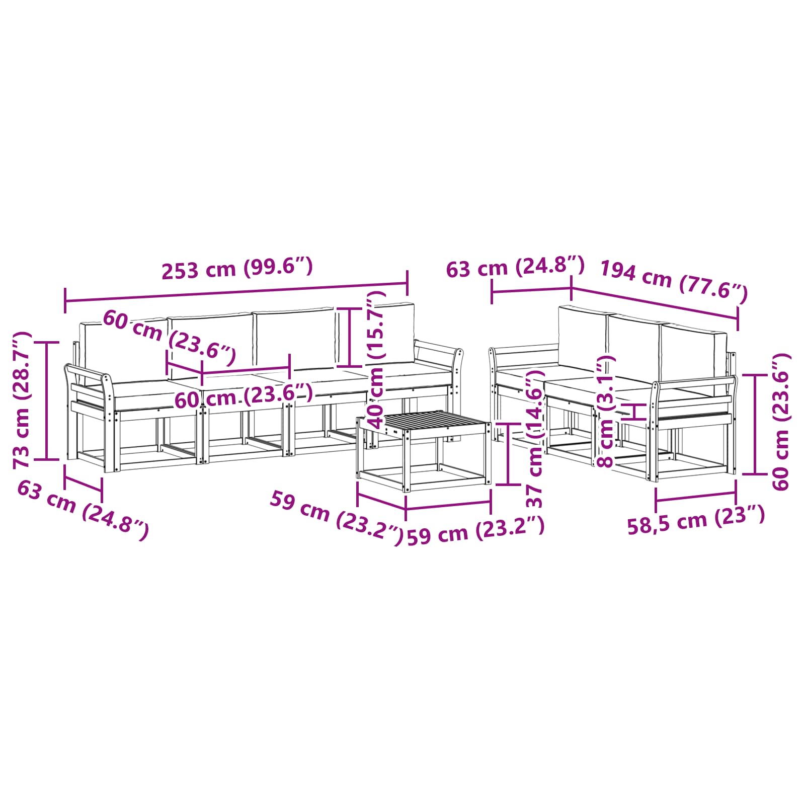 Ensemble de canapés d'extérieur 8 pcs Naturel et Beige - XIOS