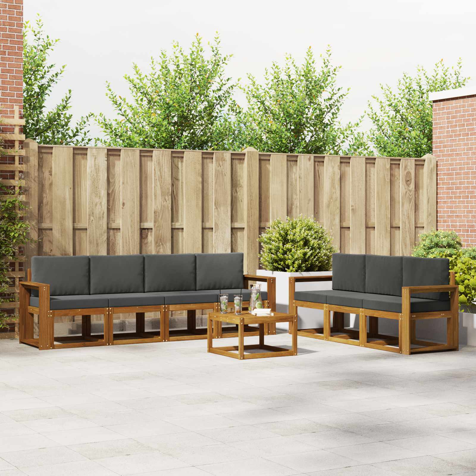 Ensemble de canapés d'extérieur 8 pc Naturel et Anthracite - XIOS