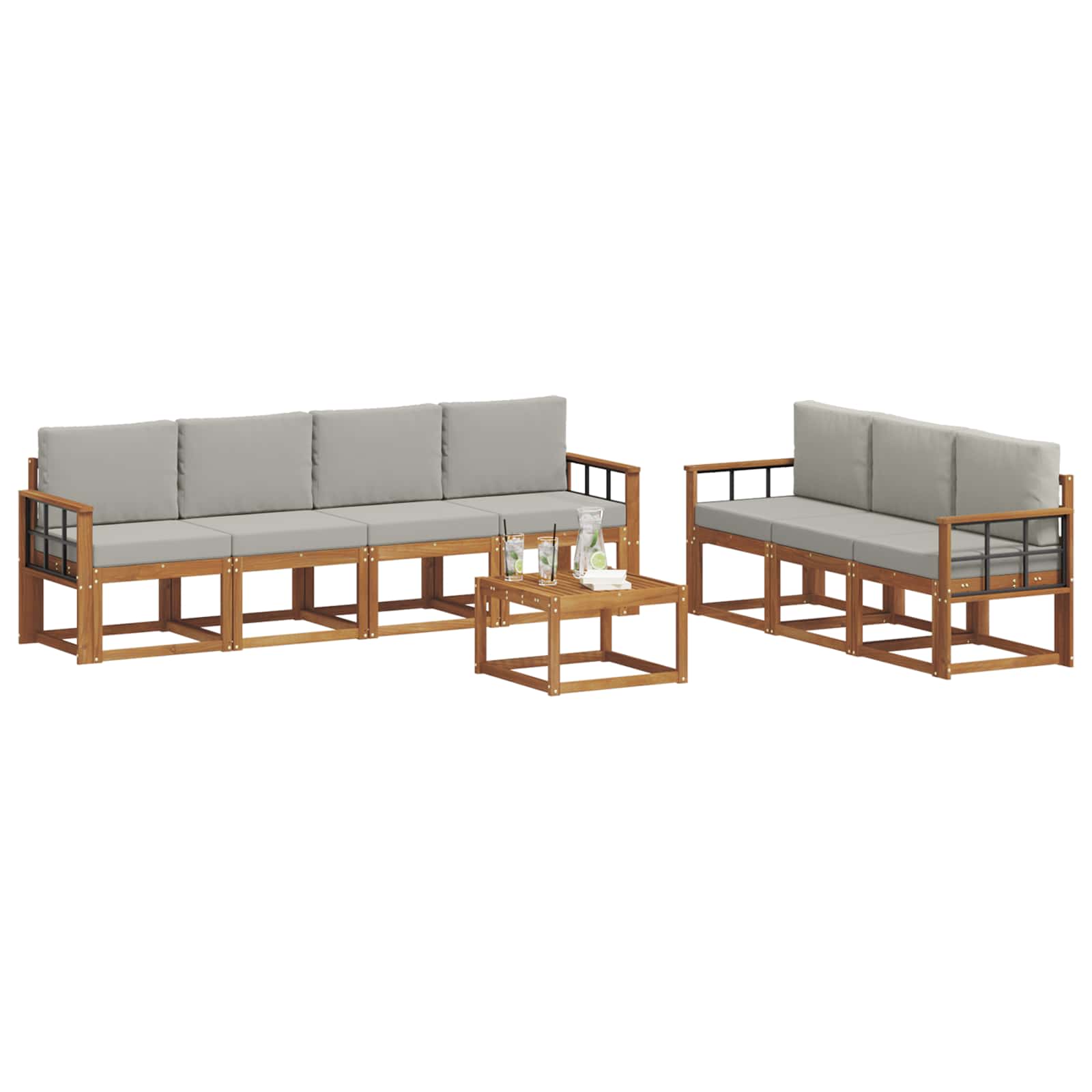 Ensemble de canapés d'extérieur 8 pcs Gris Naturel et Clair - XIOS