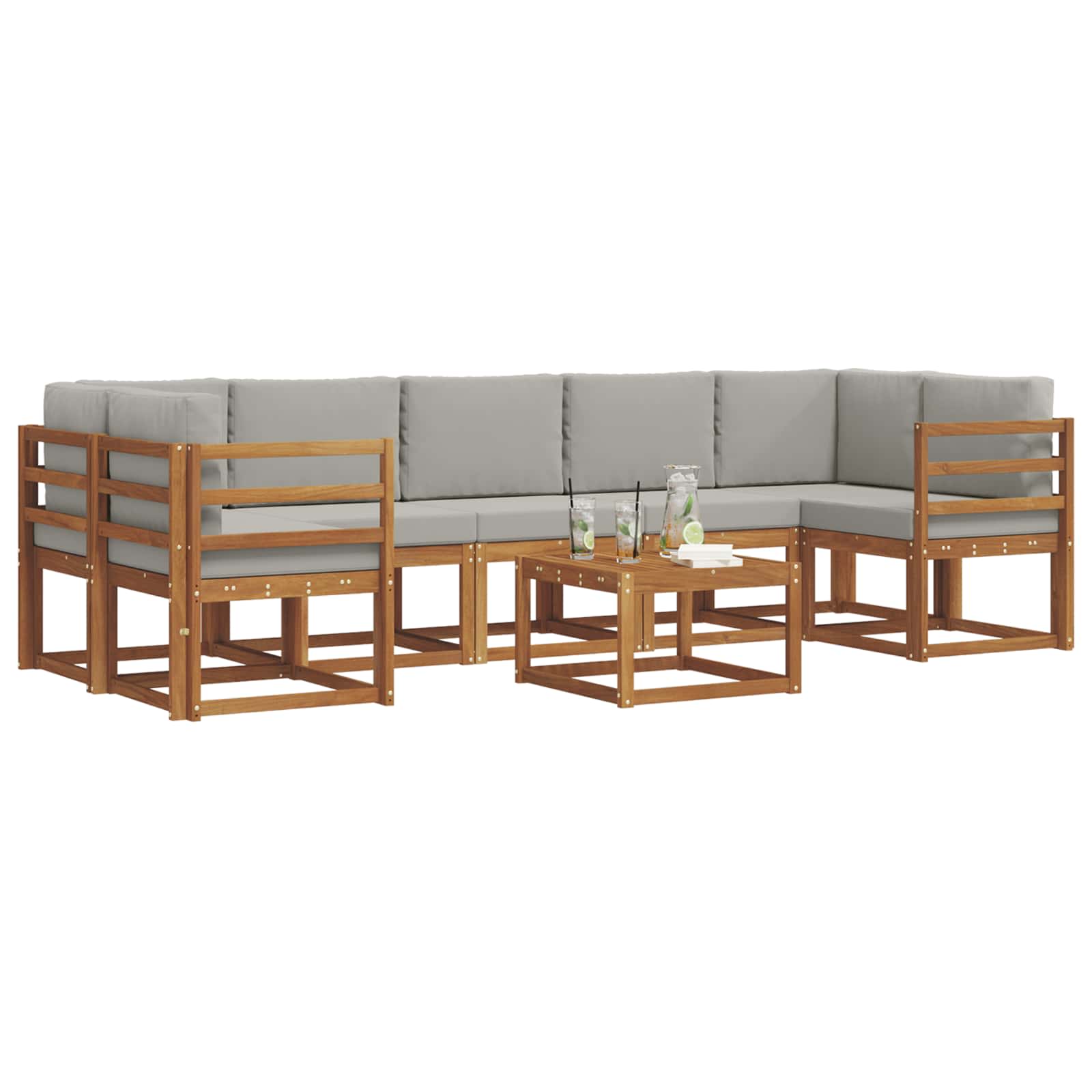 Ensemble de canapés d'extérieur 8 pcs Gris Naturel et Clair - XIOS