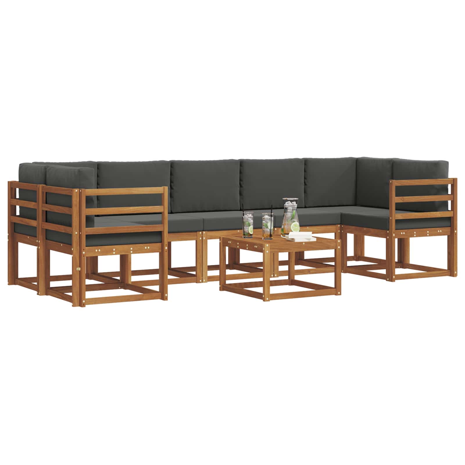 Ensemble de canapés d'extérieur 8 pcs Naturel et Anthracite - XIOS