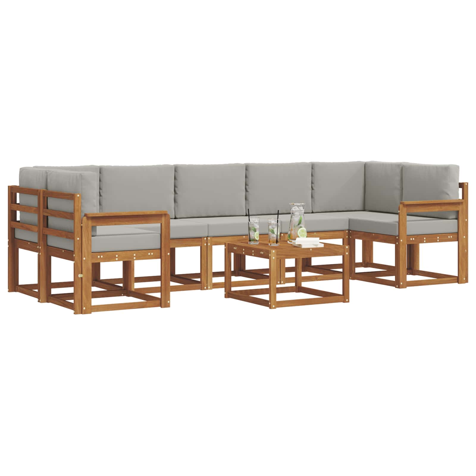 Ensemble de canapés d'extérieur 8 pcs Gris Naturel et Clair - XIOS