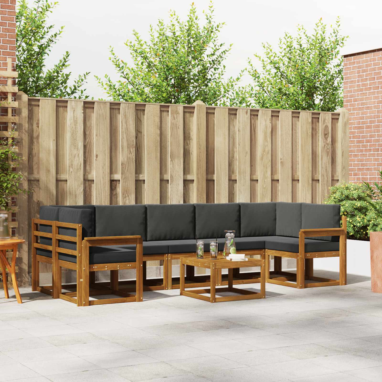Ensemble de canapés d'extérieur 8 pcs Naturel et Anthracite - XIOS