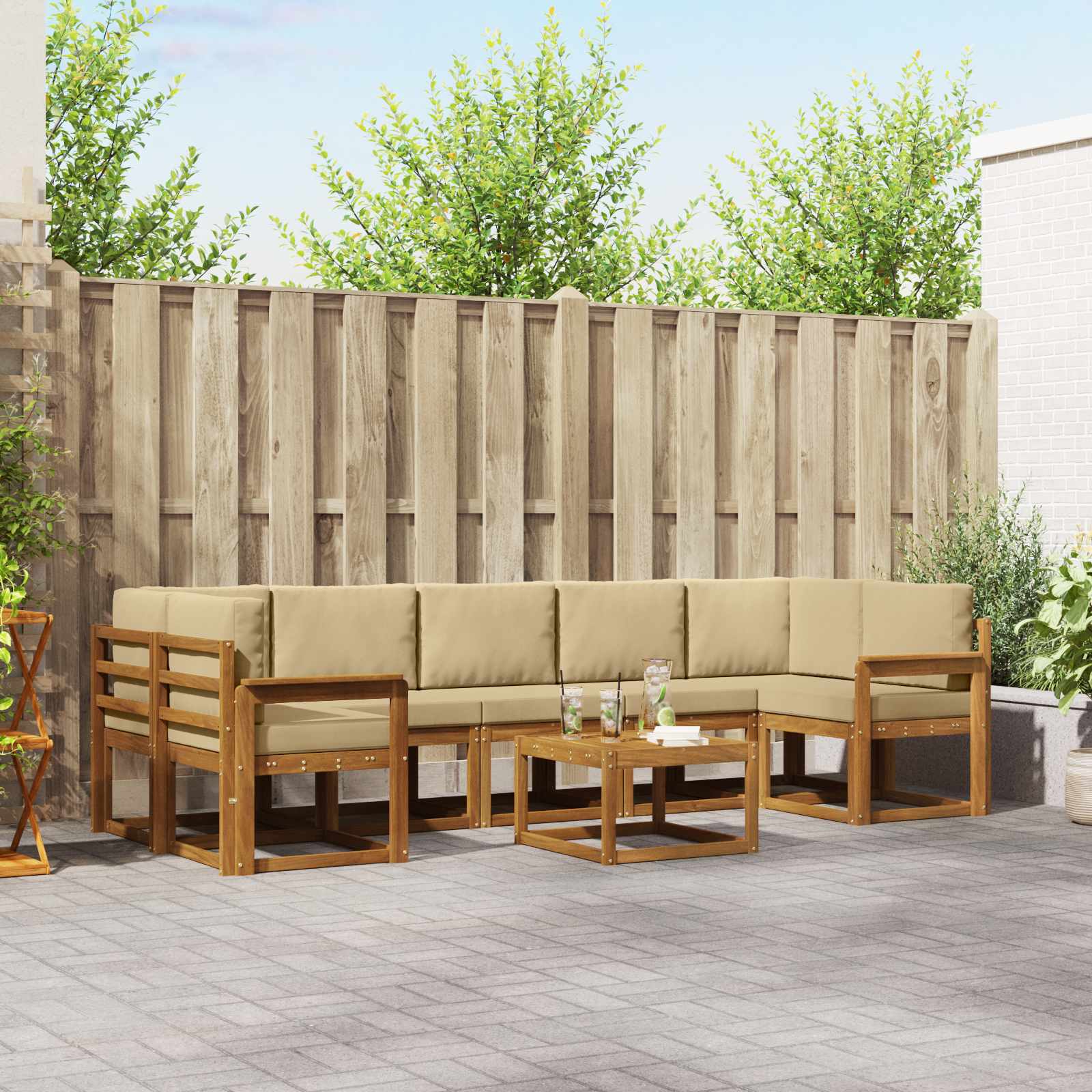 Ensemble de canapés d'extérieur 8 pcs Naturel et Beige - XIOS