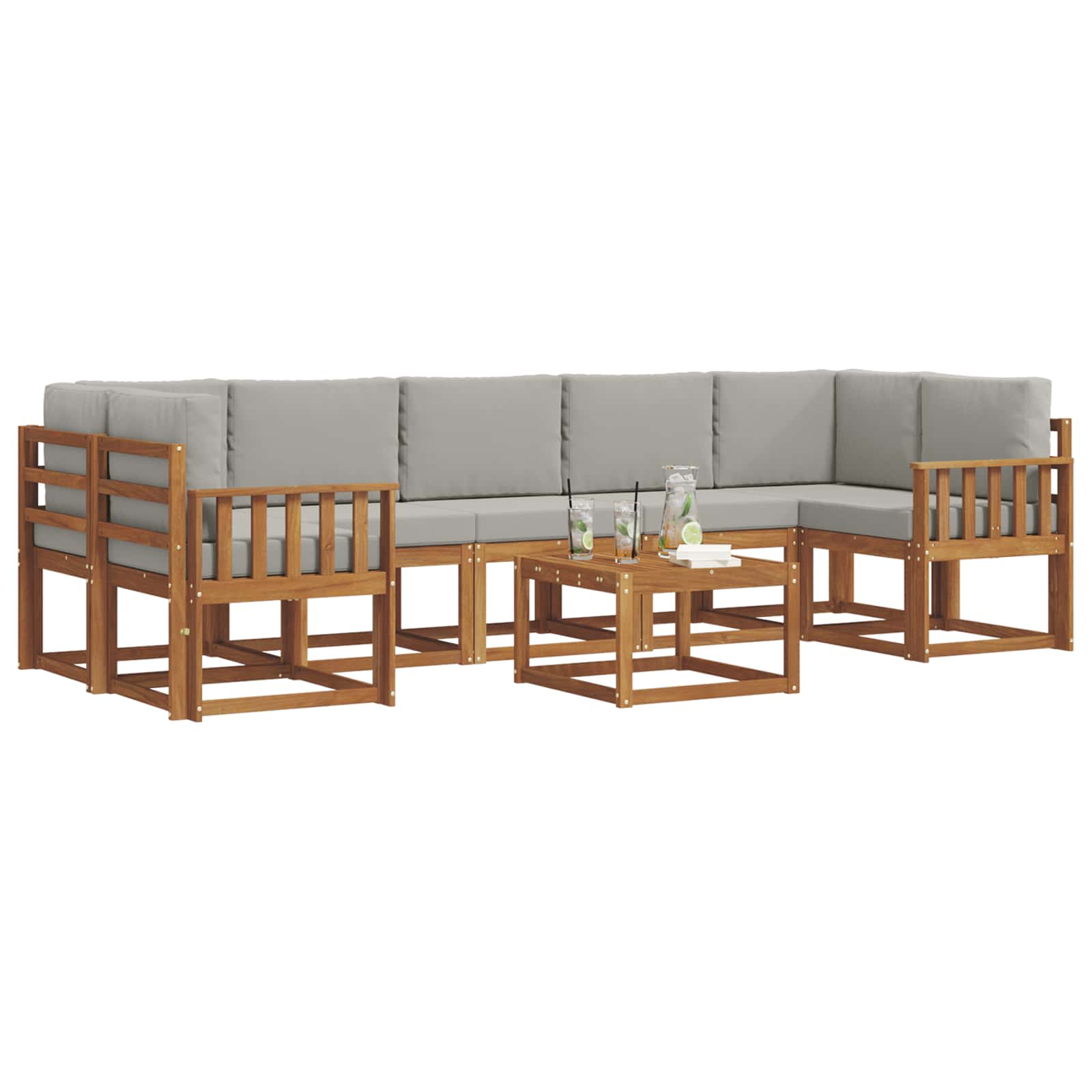 Ensemble de canapés d'extérieur 8 pcs Gris Naturel et Clair - XIOS
