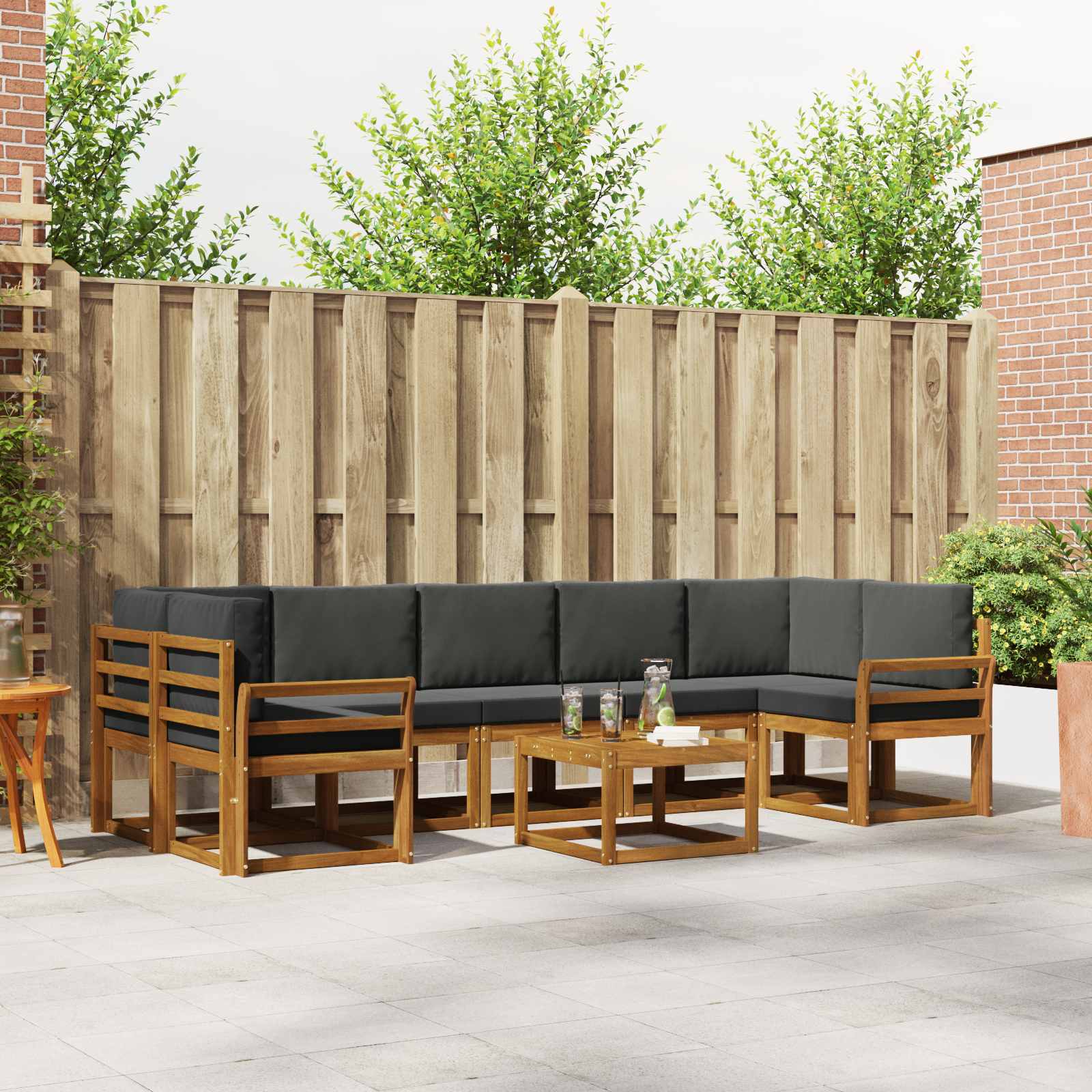 Ensemble de canapés d'extérieur 8 pcs Naturel et Anthracite - XIOS