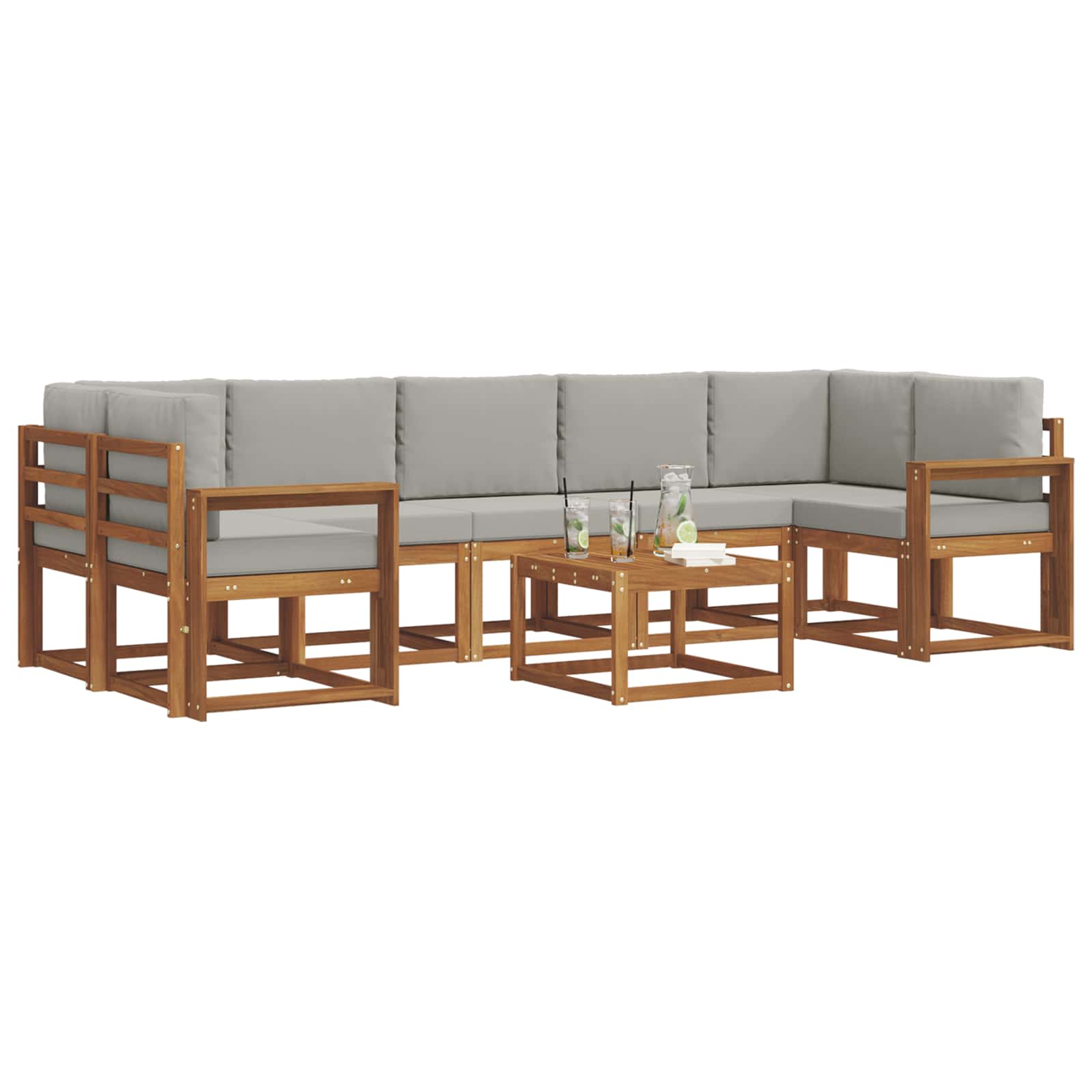 Ensemble de canapés d'extérieur 8 pcs Gris Naturel et Clair - XIOS