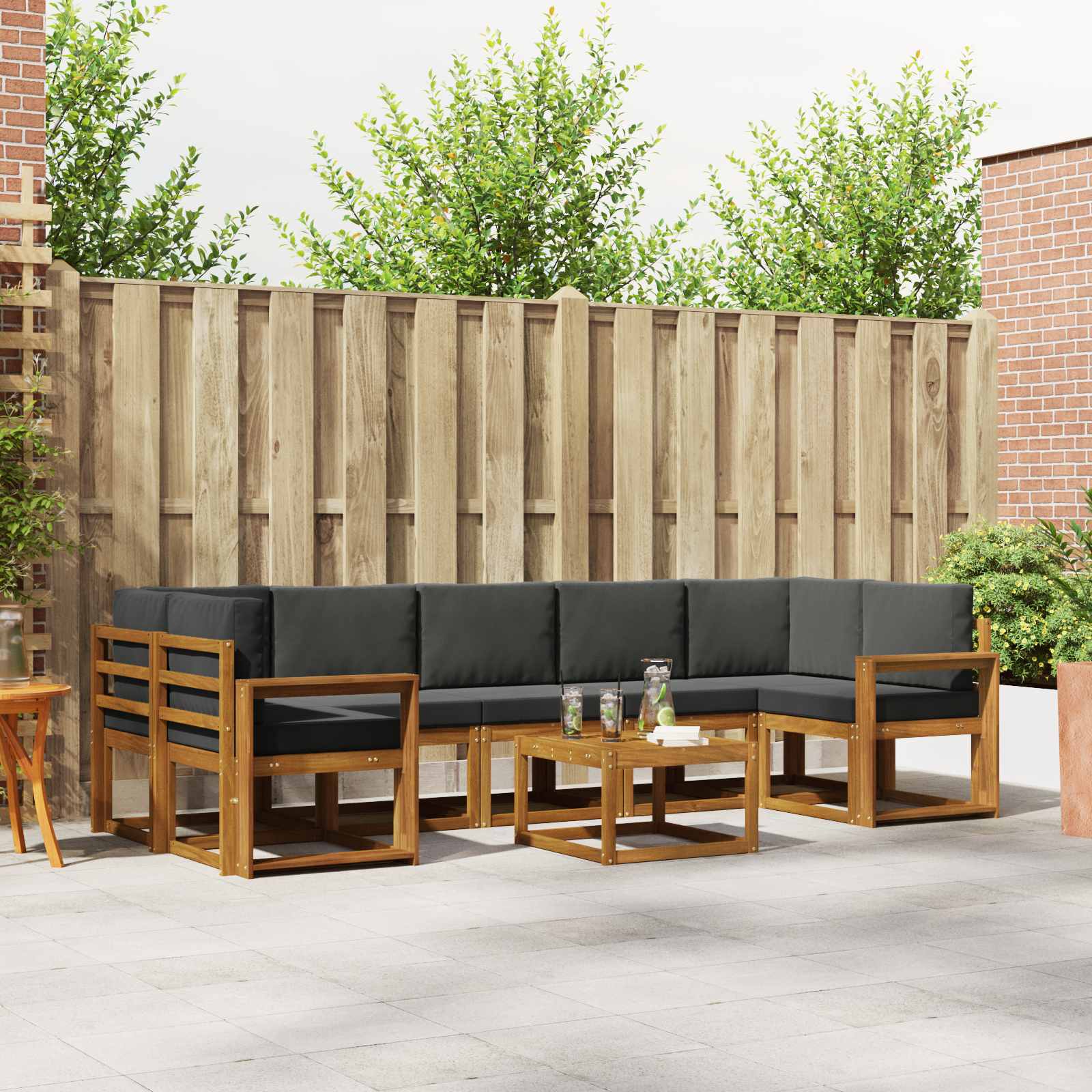 Ensemble de canapés d'extérieur 8 pcs Naturel et Anthracite - XIOS
