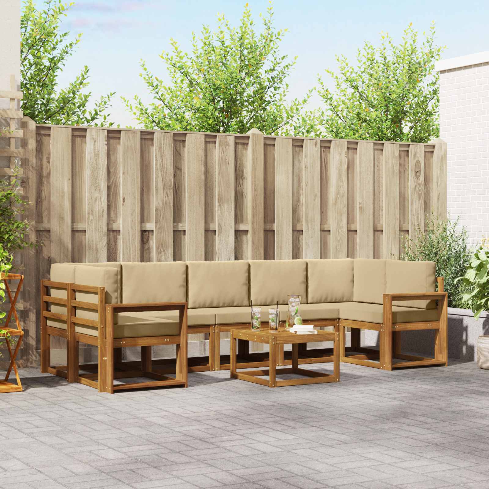 Ensemble de canapés d'extérieur 8 pcs Naturel et Beige - XIOS