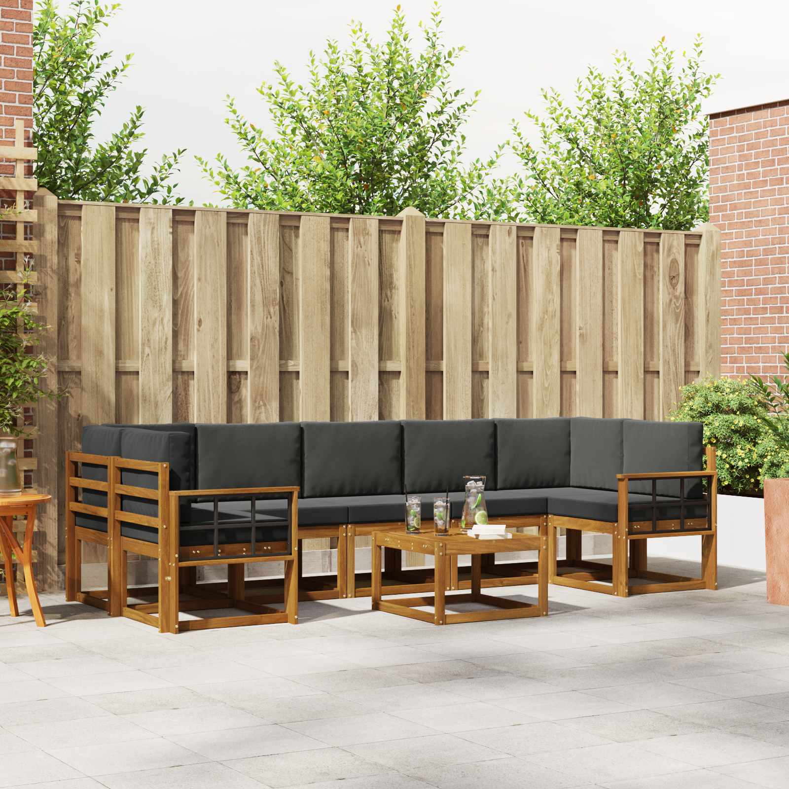 Ensemble de canapés d'extérieur 8 pcs Naturel et Anthracite - XIOS