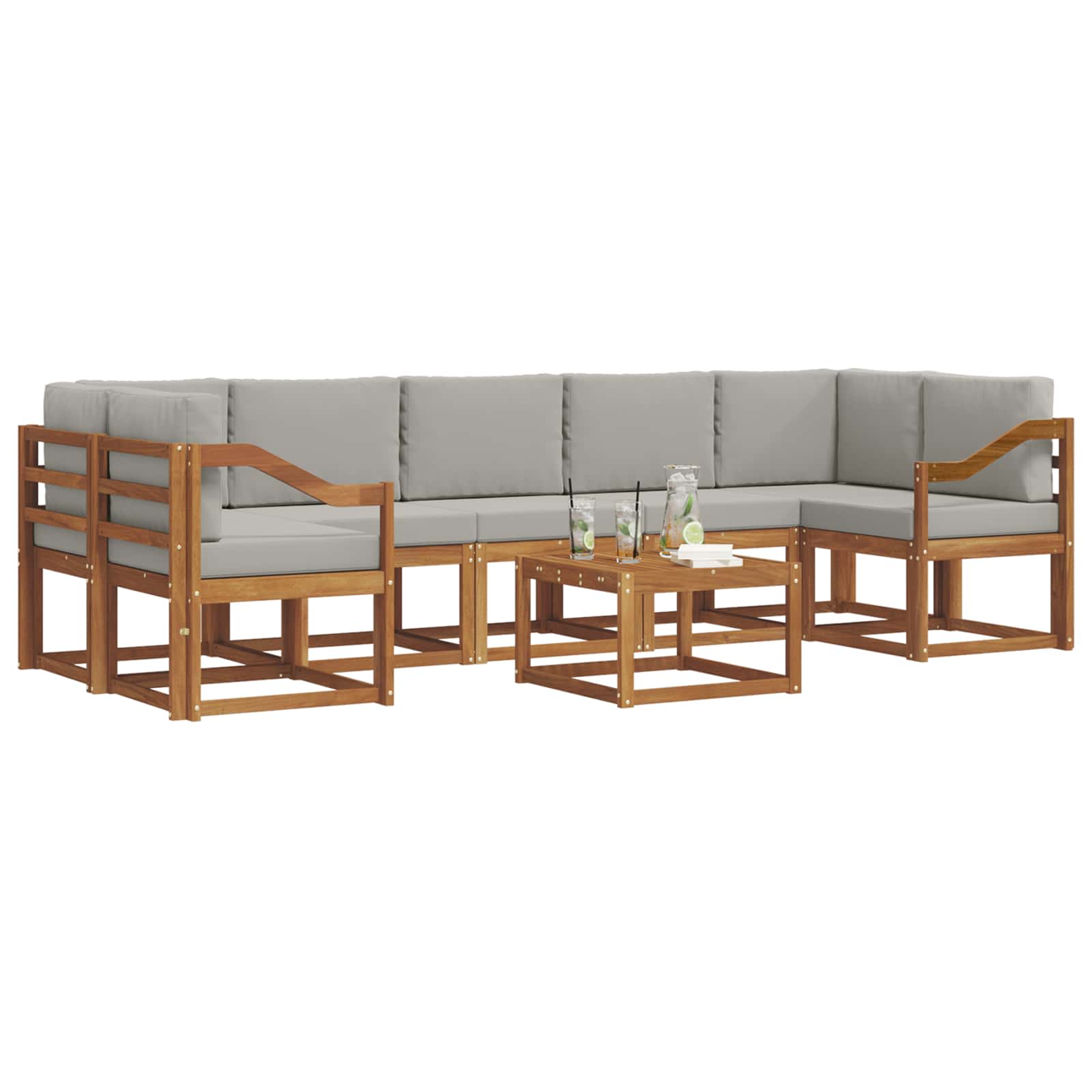 Ensemble de canapés d'extérieur 8 pcs Gris Naturel et Clair - XIOS