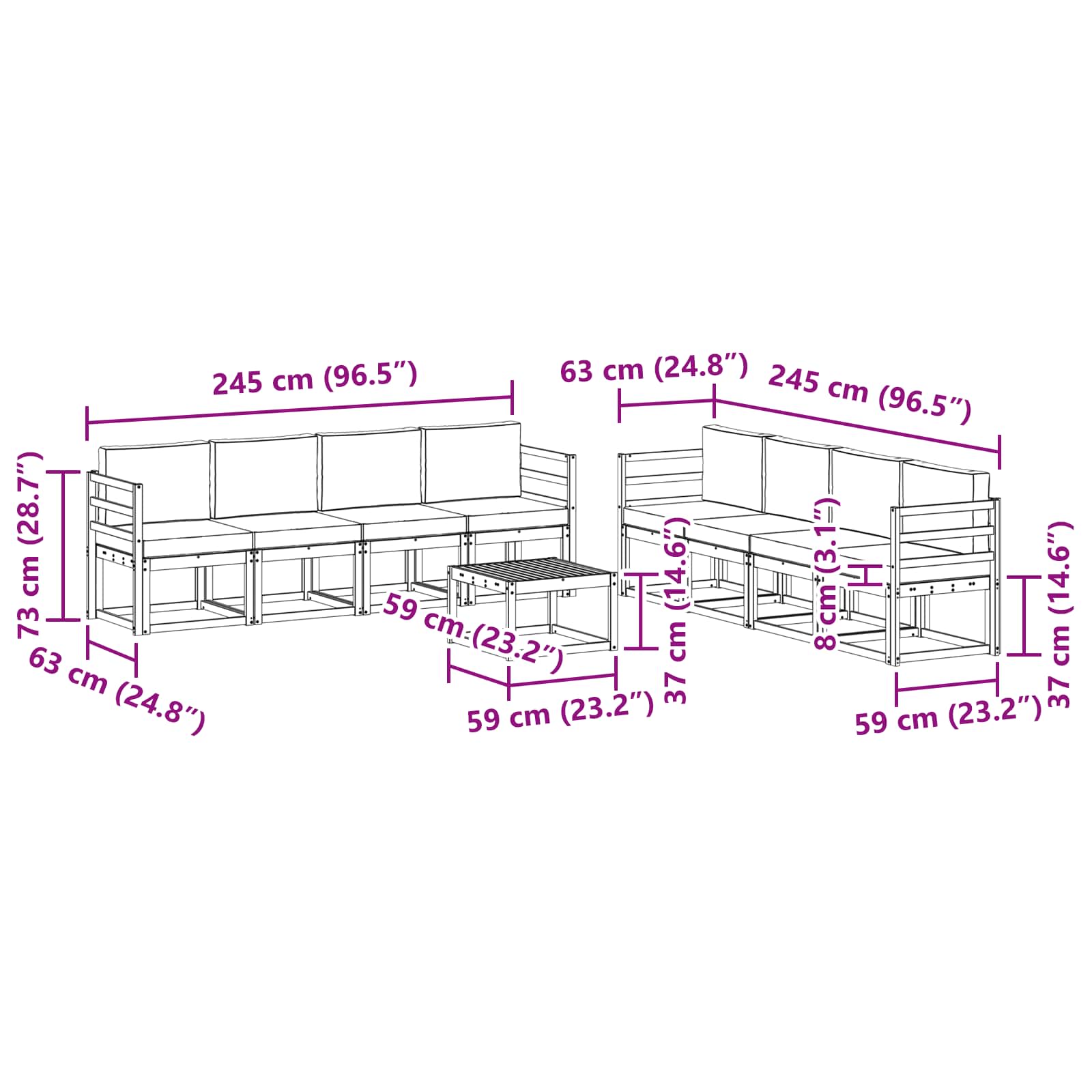 Ensemble de canapés d'extérieur 9 pcs Naturel et Crème - XIOS