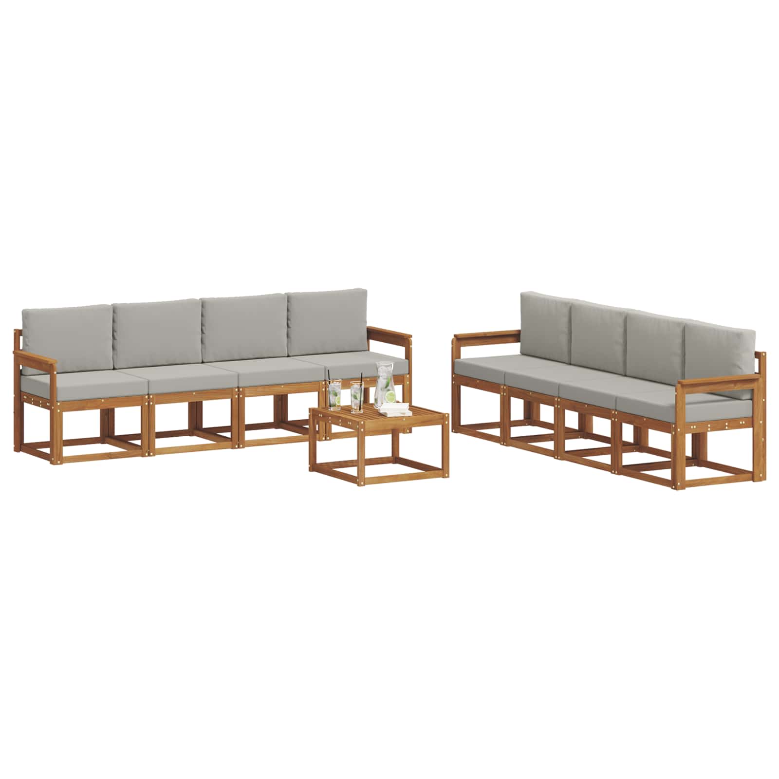 Ensemble de canapés d'extérieur 9 pcs Gris Naturel et Clair - XIOS