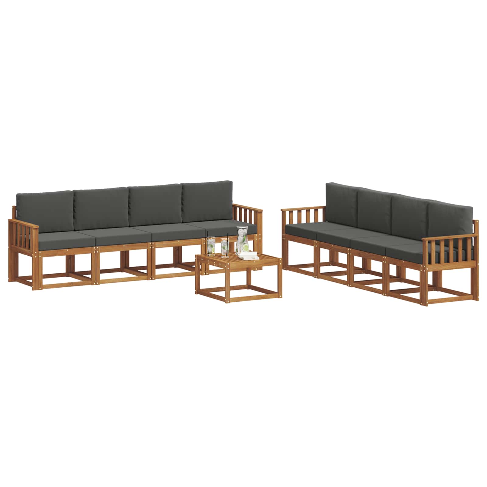 Ensemble de canapés d'extérieur 9 pcs Naturel et Anthracite - XIOS
